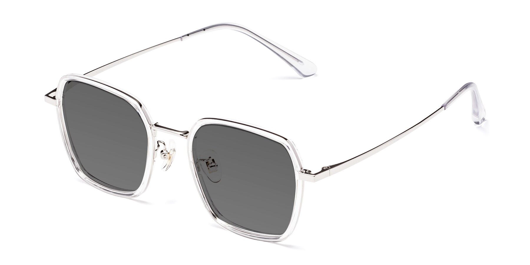 Angle of Kelly in Clear-Silver with Medium Gray Tinted Lenses