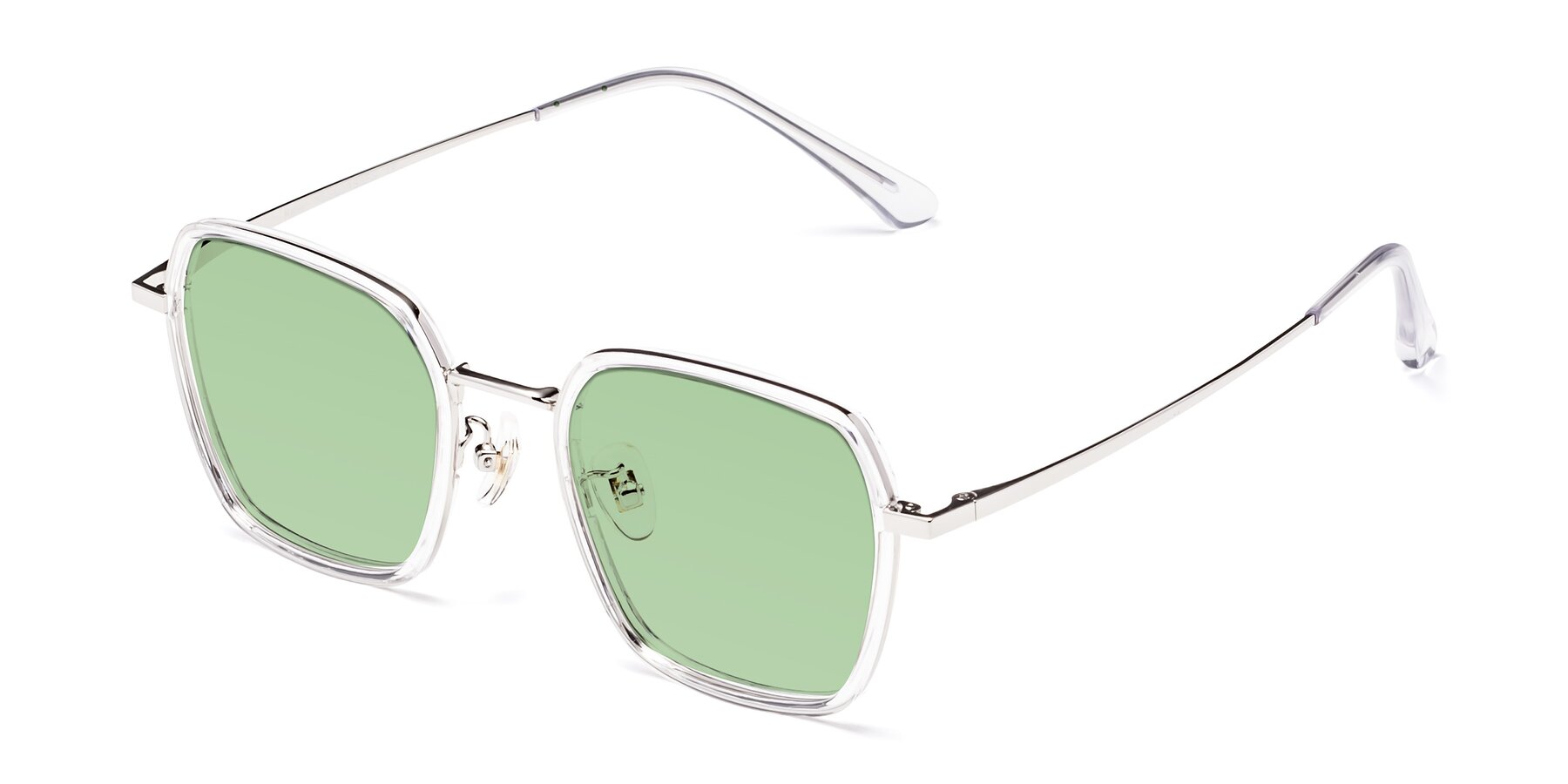 Angle of Kelly in Clear-Silver with Medium Green Tinted Lenses
