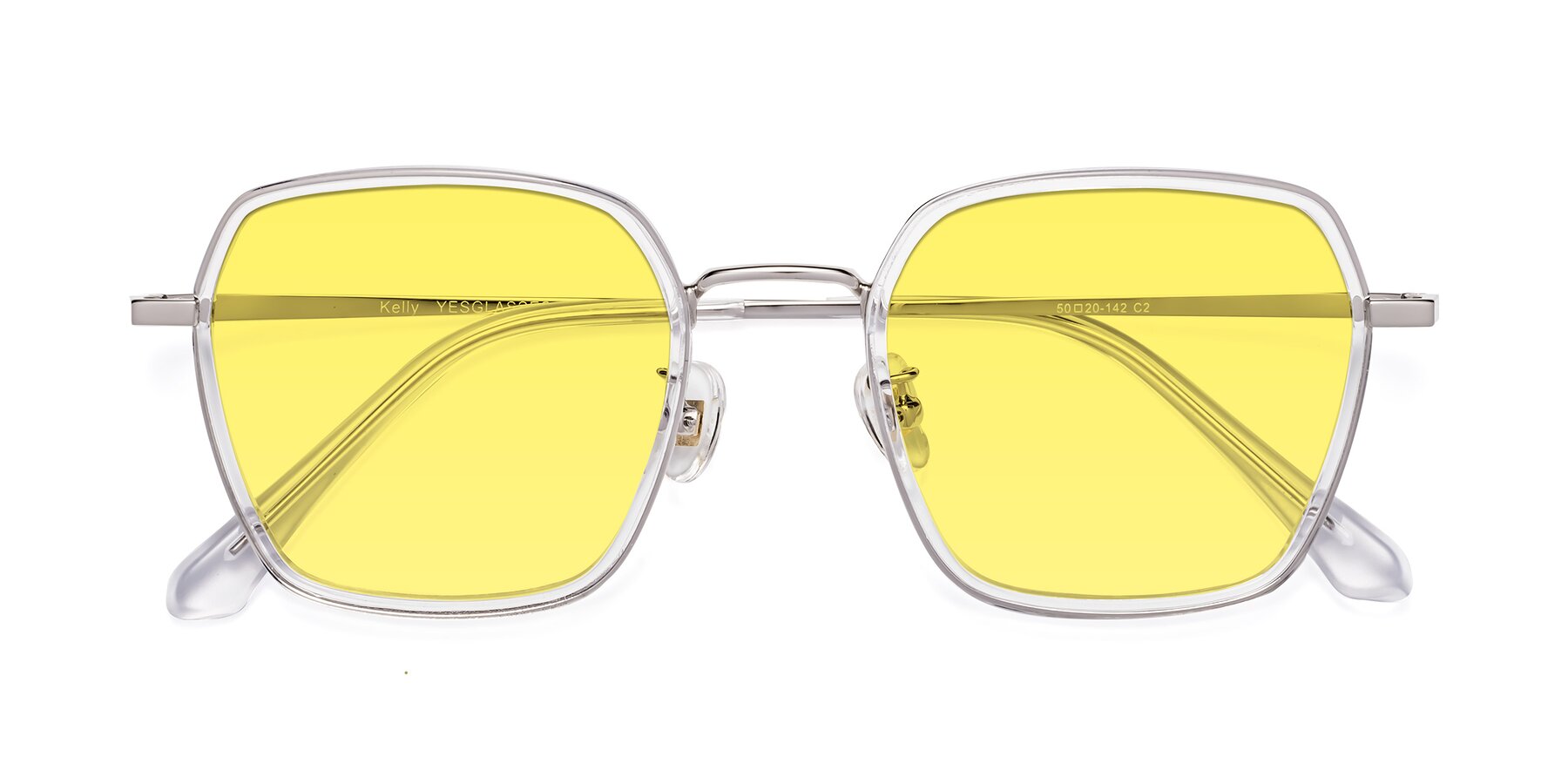 Folded Front of Kelly in Clear-Silver with Medium Yellow Tinted Lenses