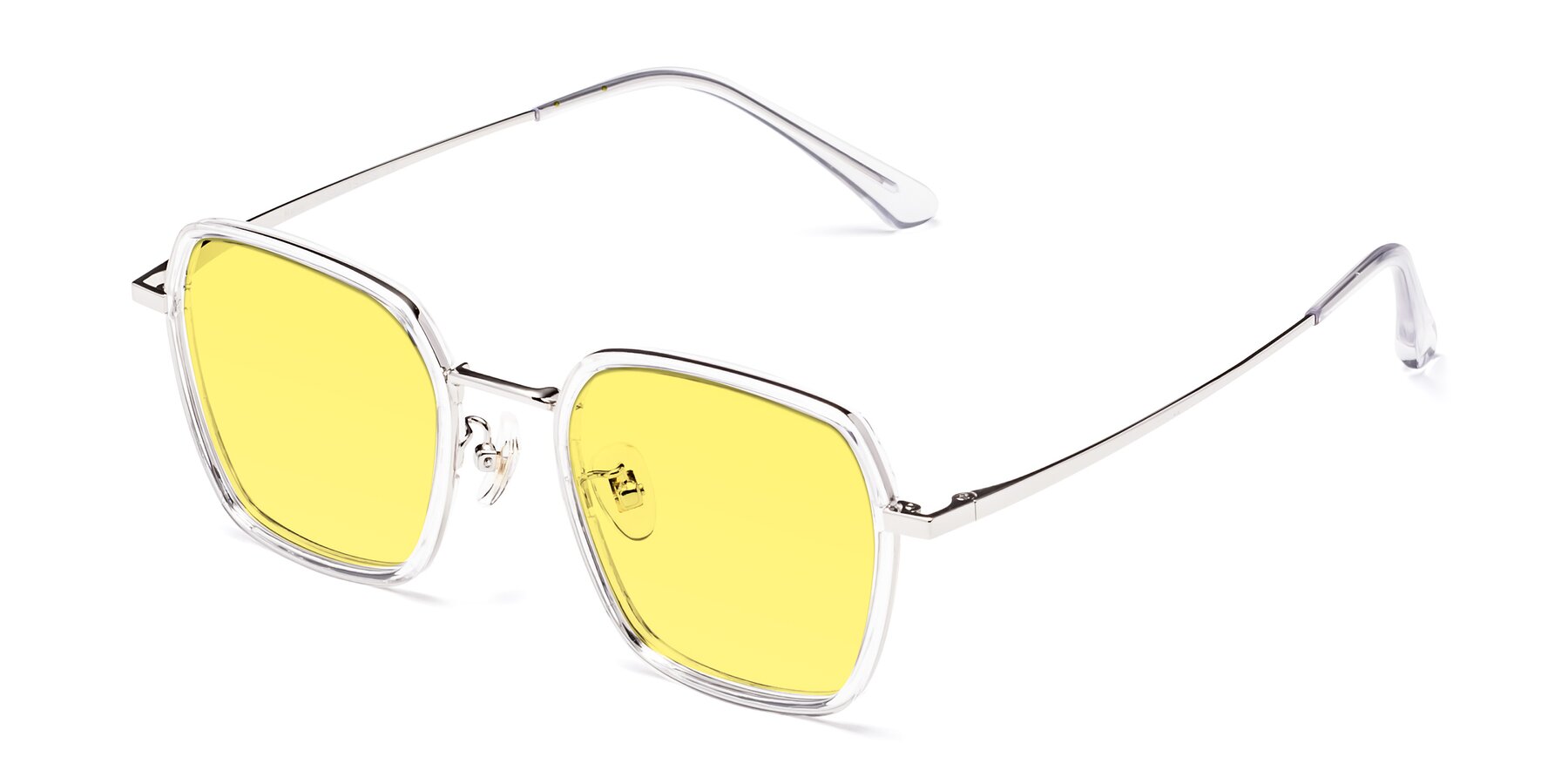 Angle of Kelly in Clear-Silver with Medium Yellow Tinted Lenses