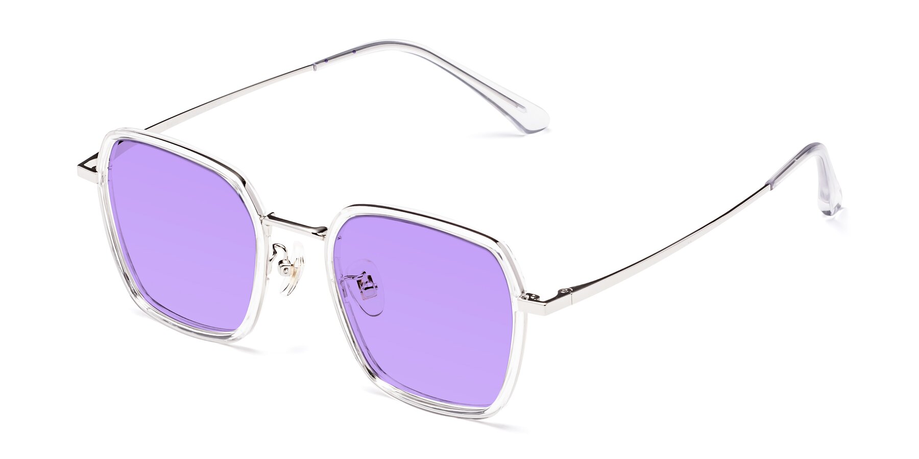 Angle of Kelly in Clear-Silver with Medium Purple Tinted Lenses