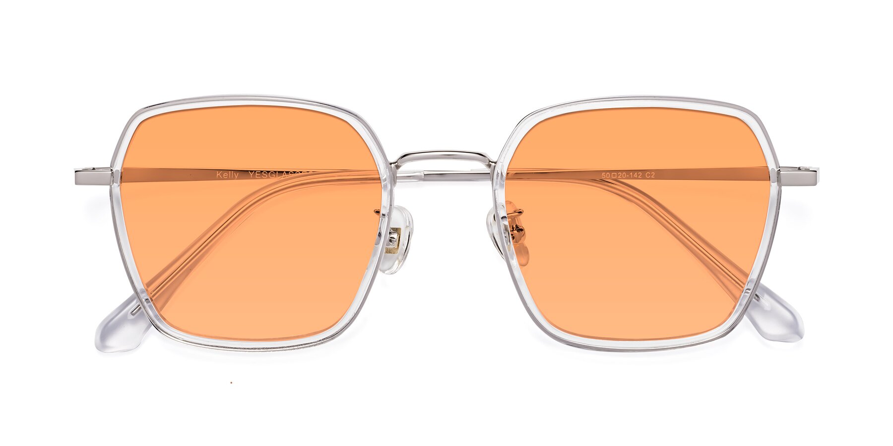 Folded Front of Kelly in Clear-Silver with Medium Orange Tinted Lenses