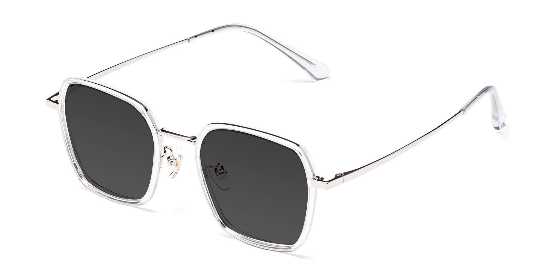 Angle of Kelly in Clear-Silver with Gray Tinted Lenses