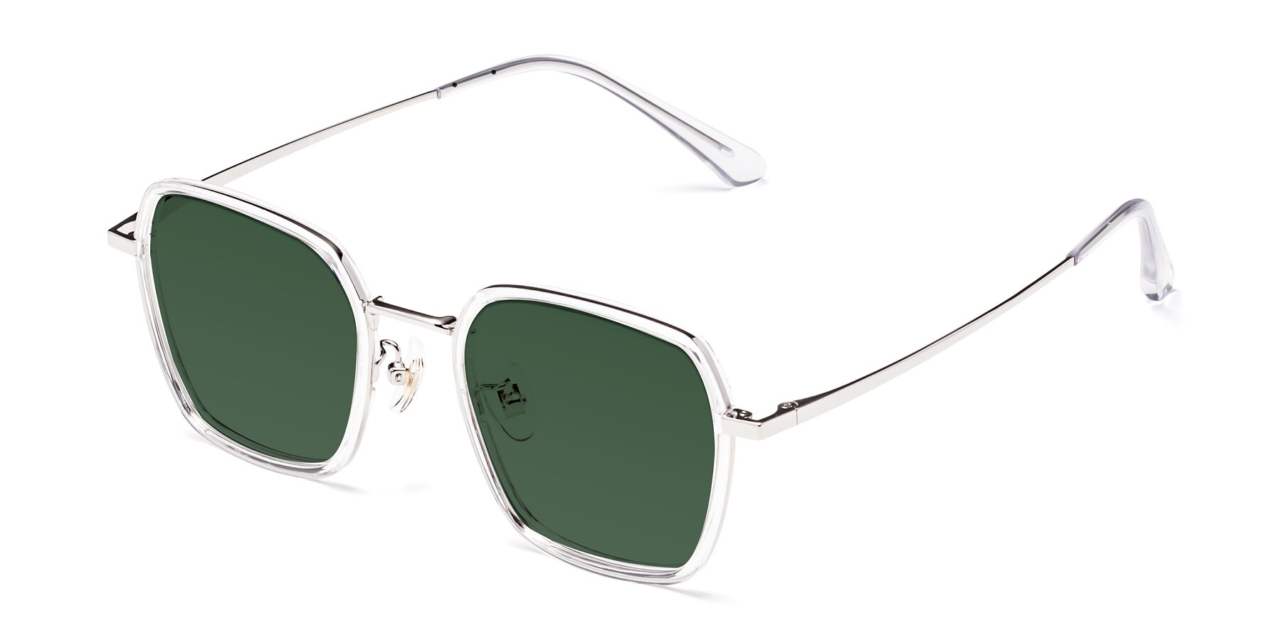 Angle of Kelly in Clear-Silver with Green Tinted Lenses