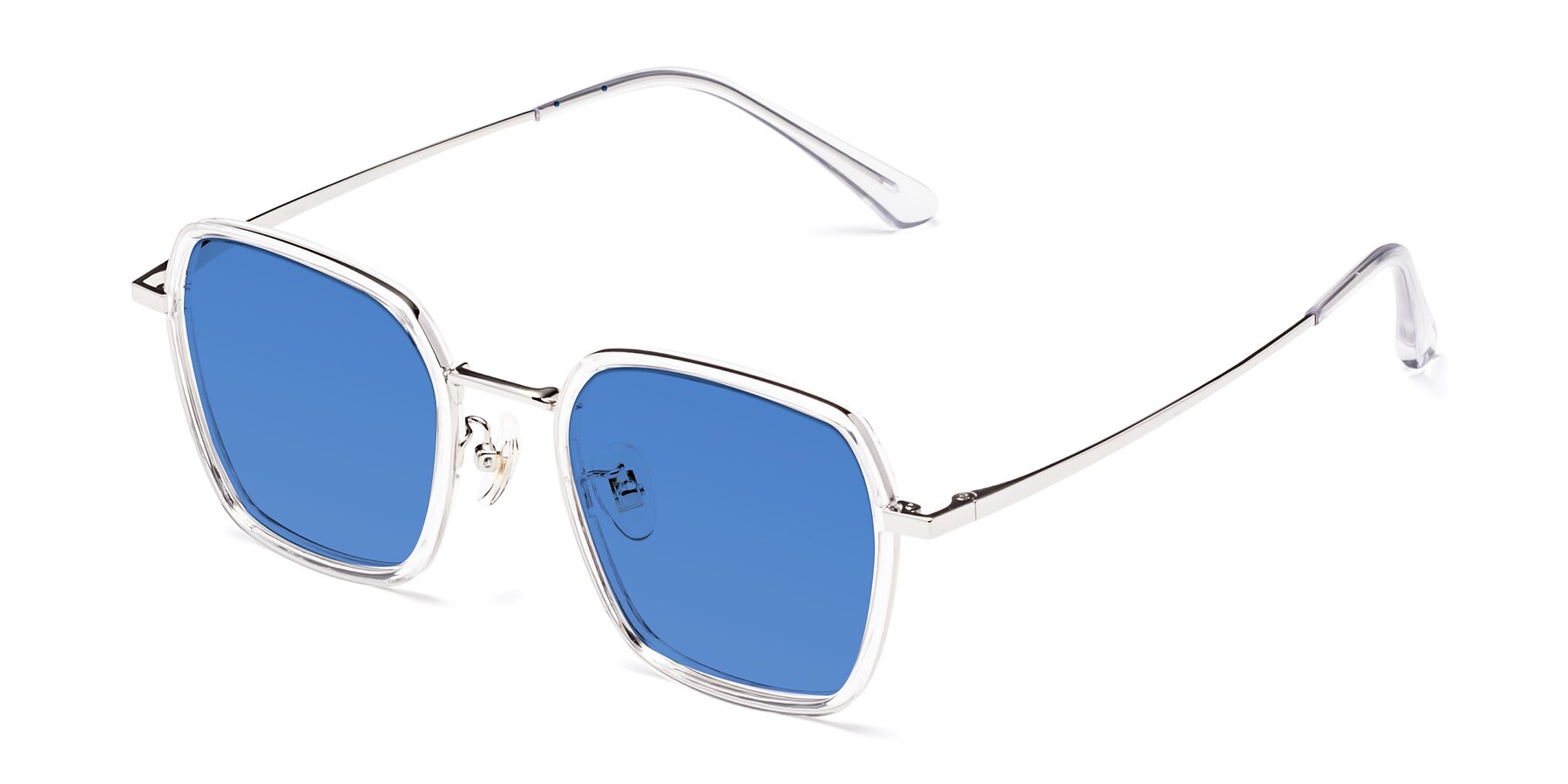 Angle of Kelly in Clear-Silver with Blue Tinted Lenses