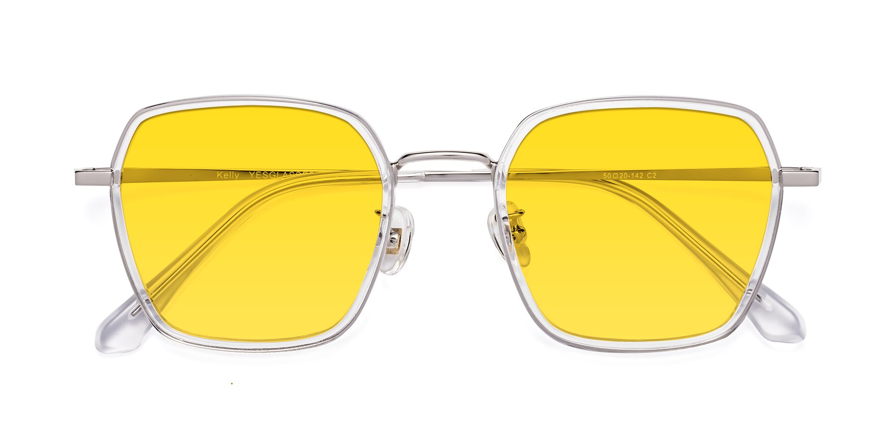 Folded Front of Kelly in Clear-Silver with Yellow Tinted Lenses