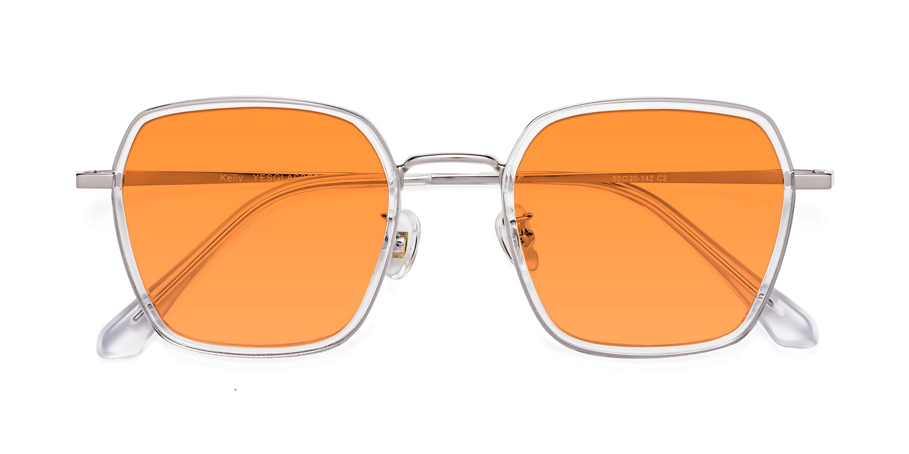 Folded Front of Kelly in Clear-Silver with Orange Tinted Lenses