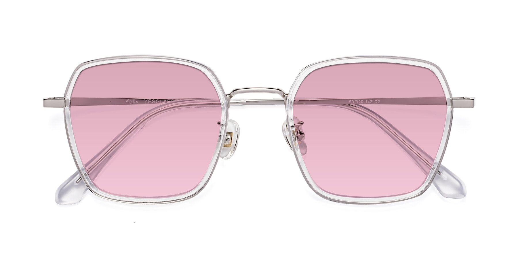 Folded Front of Kelly in Clear-Silver with Light Wine Tinted Lenses