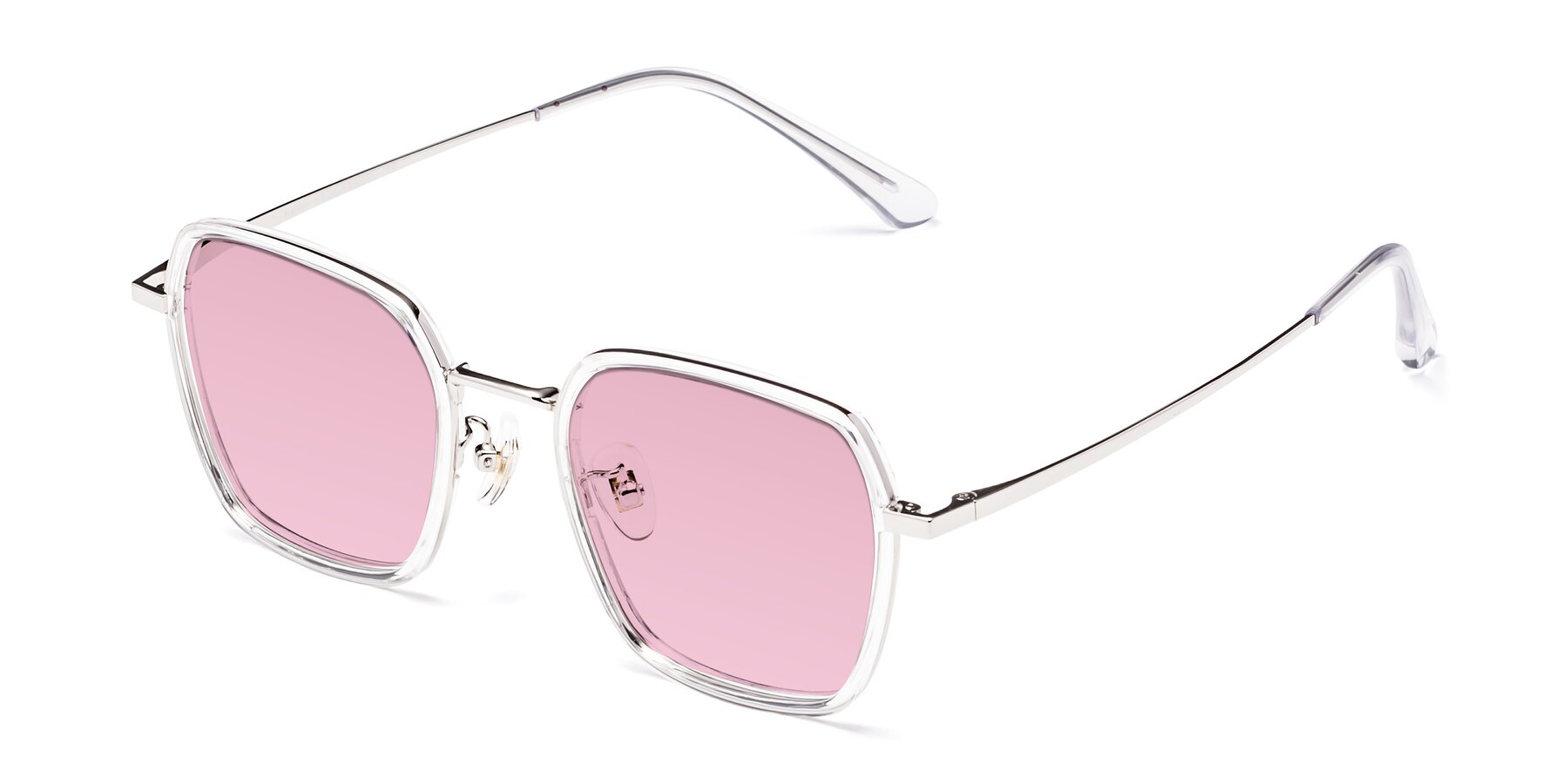 Angle of Kelly in Clear-Silver with Light Wine Tinted Lenses