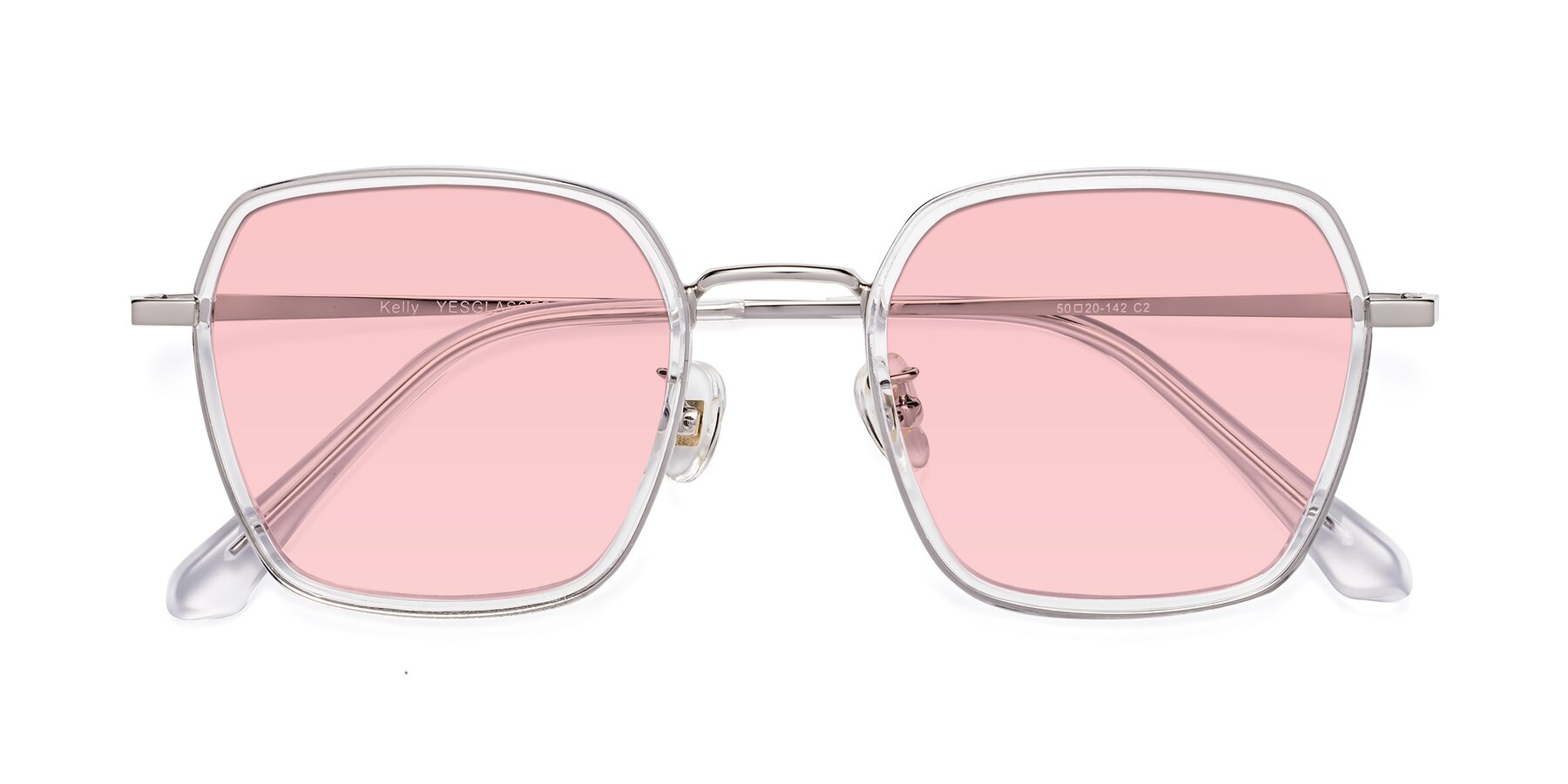 Folded Front of Kelly in Clear-Silver with Light Garnet Tinted Lenses