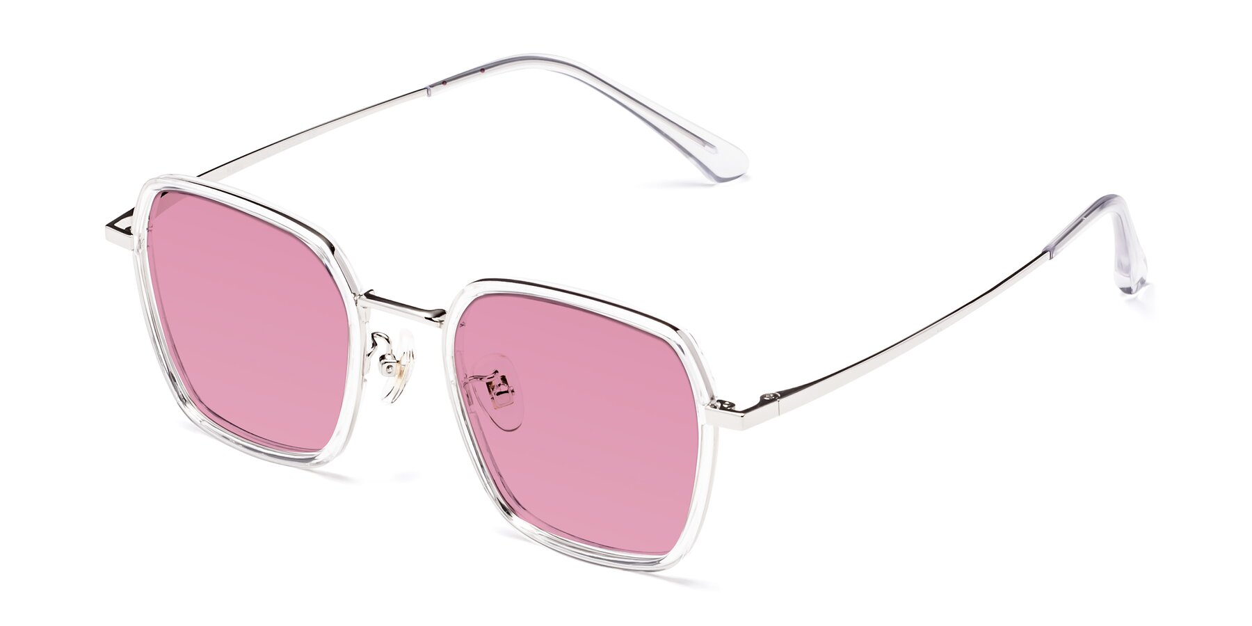 Angle of Kelly in Clear-Silver with Medium Wine Tinted Lenses