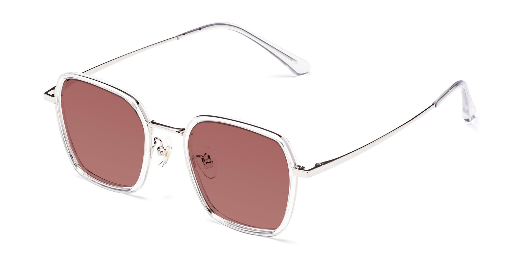 Angle of Kelly in Clear-Silver with Garnet Tinted Lenses