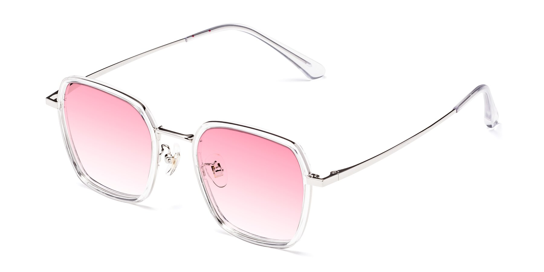 Angle of Kelly in Clear-Silver with Pink Gradient Lenses