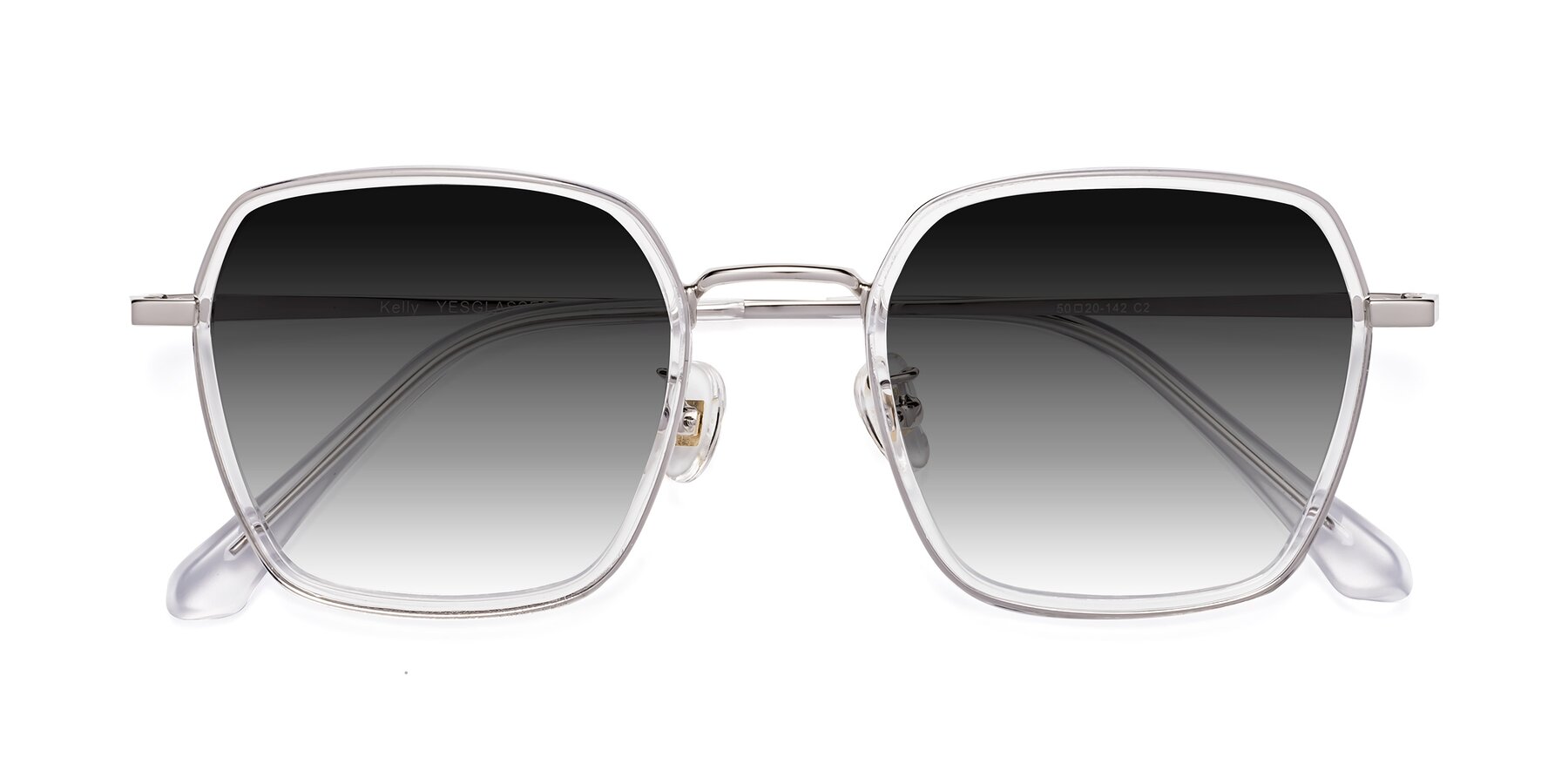 Folded Front of Kelly in Clear-Silver with Gray Gradient Lenses