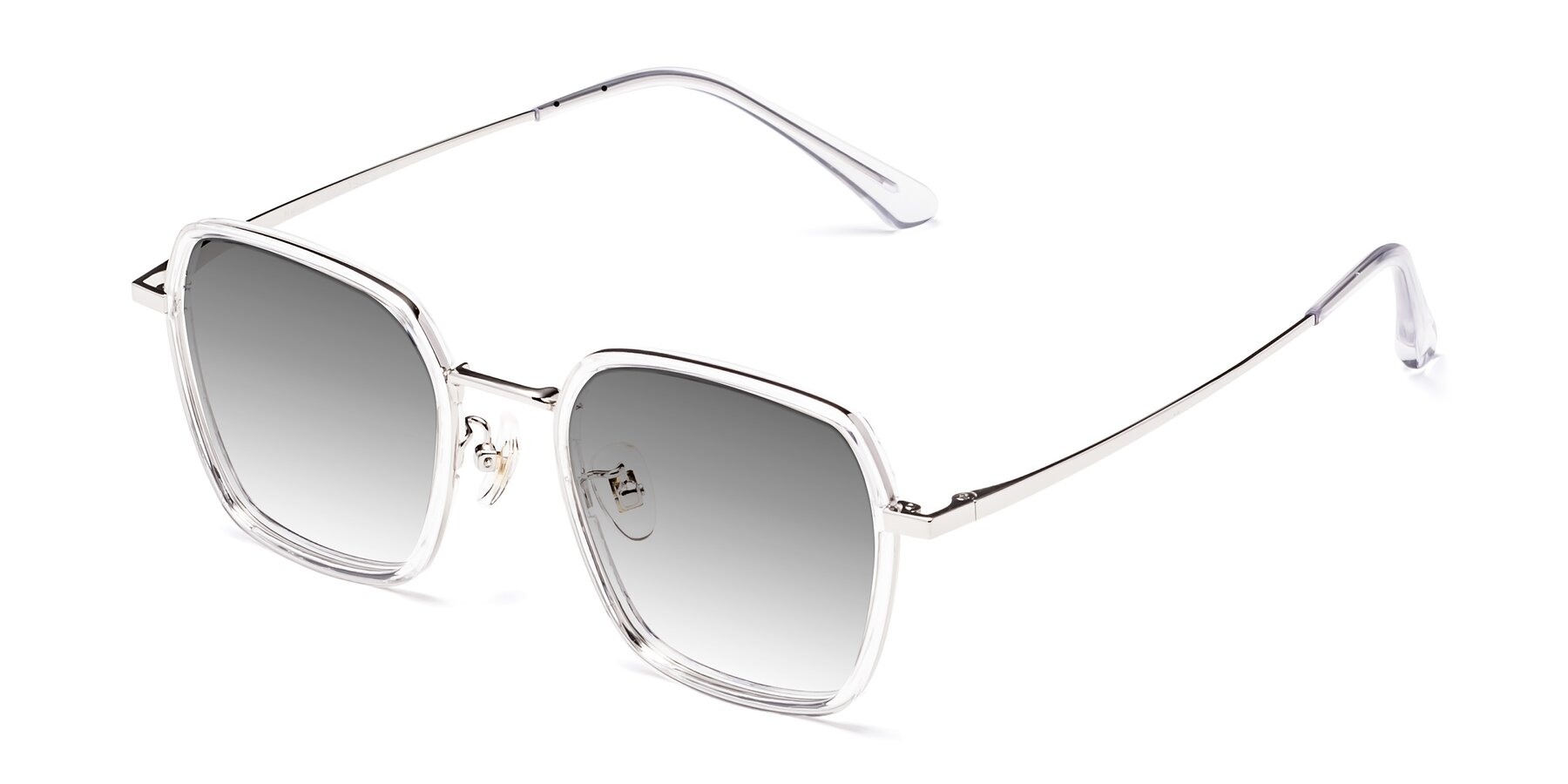 Angle of Kelly in Clear-Silver with Gray Gradient Lenses