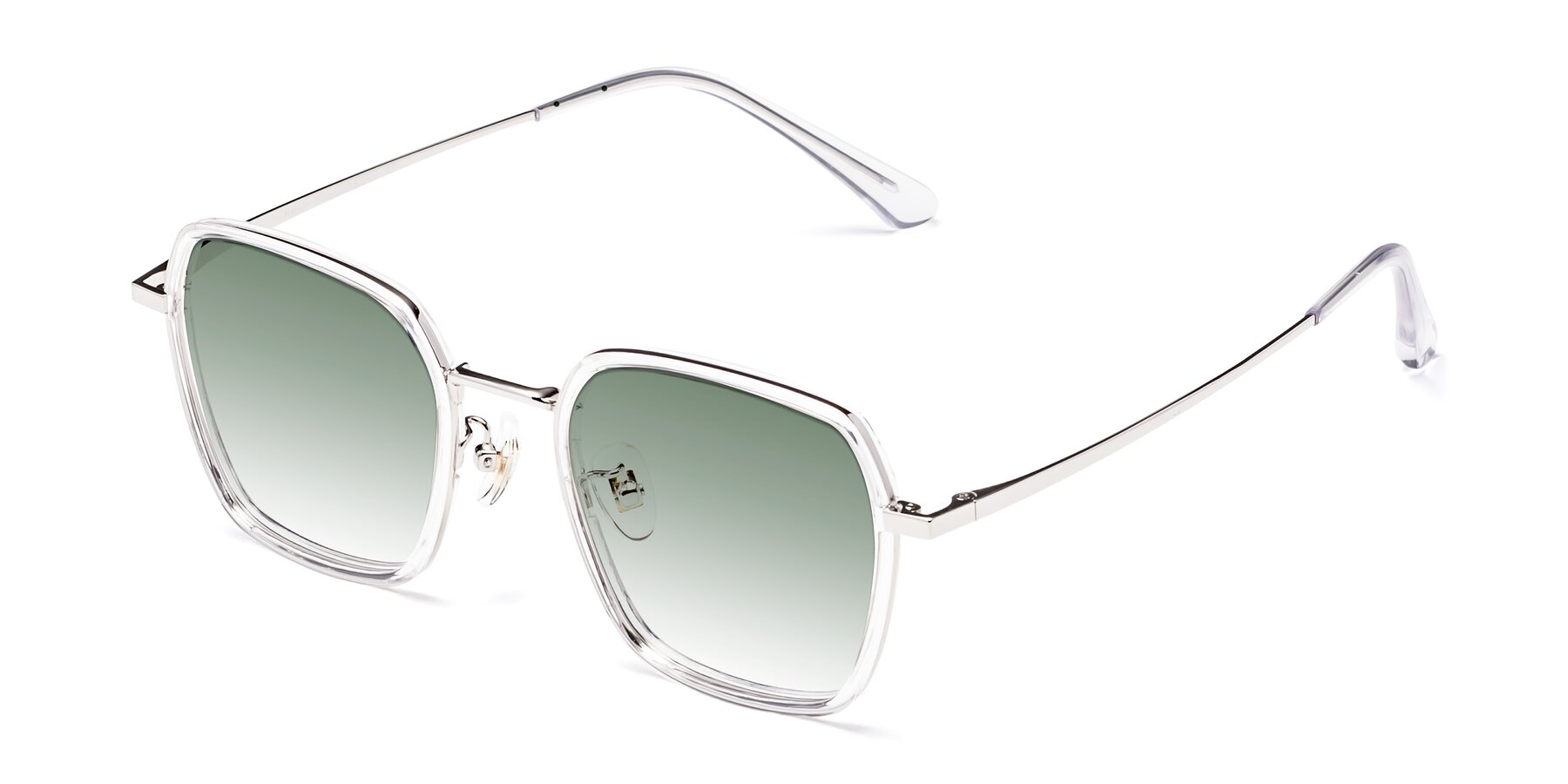 Angle of Kelly in Clear-Silver with Green Gradient Lenses