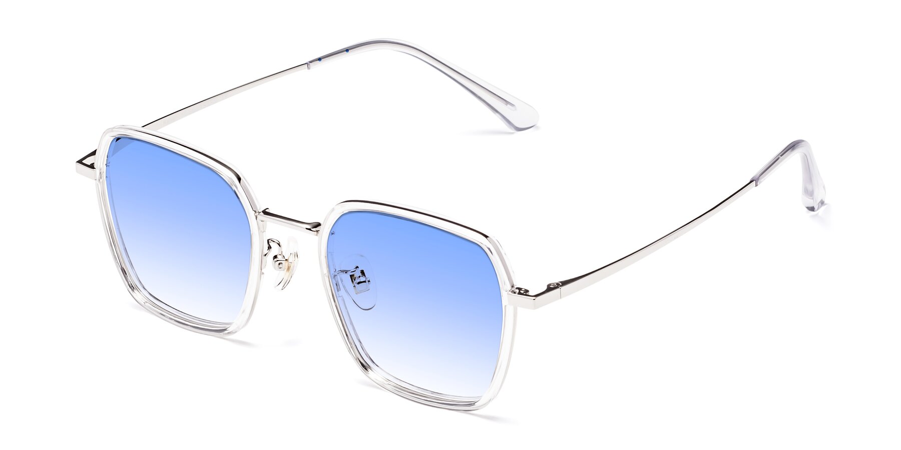 Angle of Kelly in Clear-Silver with Blue Gradient Lenses