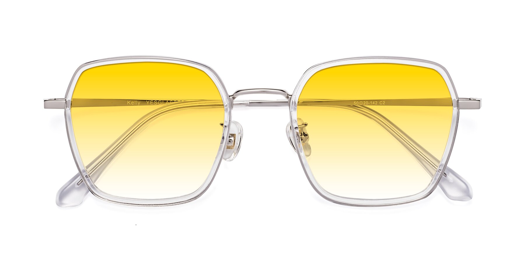 Folded Front of Kelly in Clear-Silver with Yellow Gradient Lenses