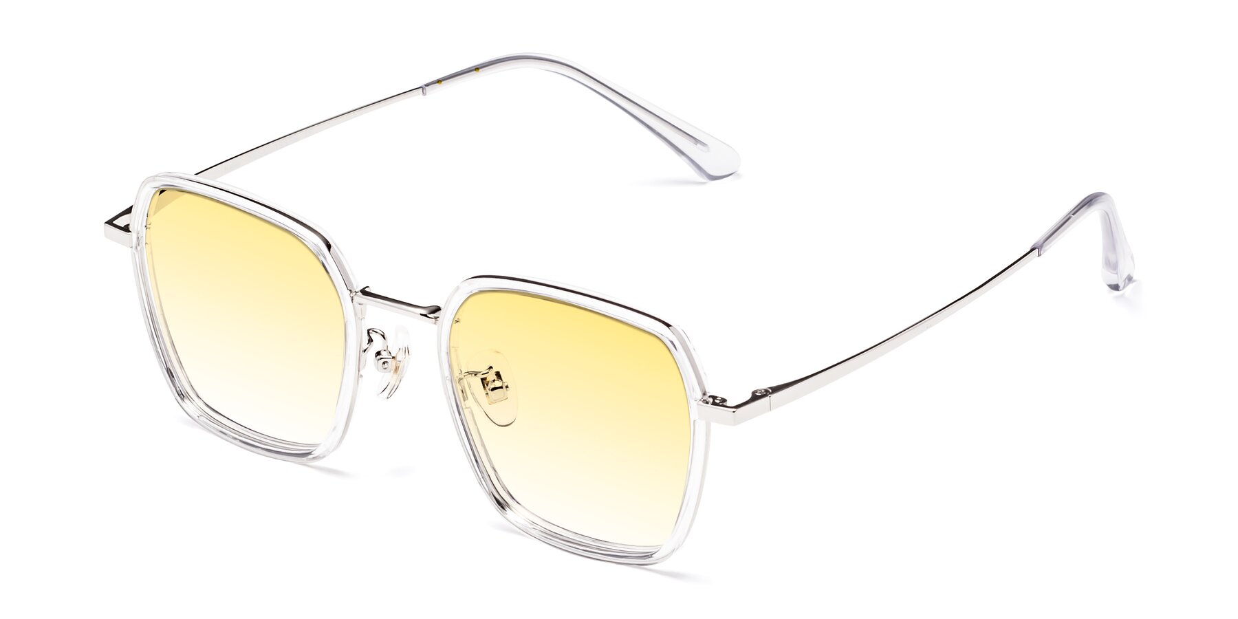 Angle of Kelly in Clear-Silver with Yellow Gradient Lenses