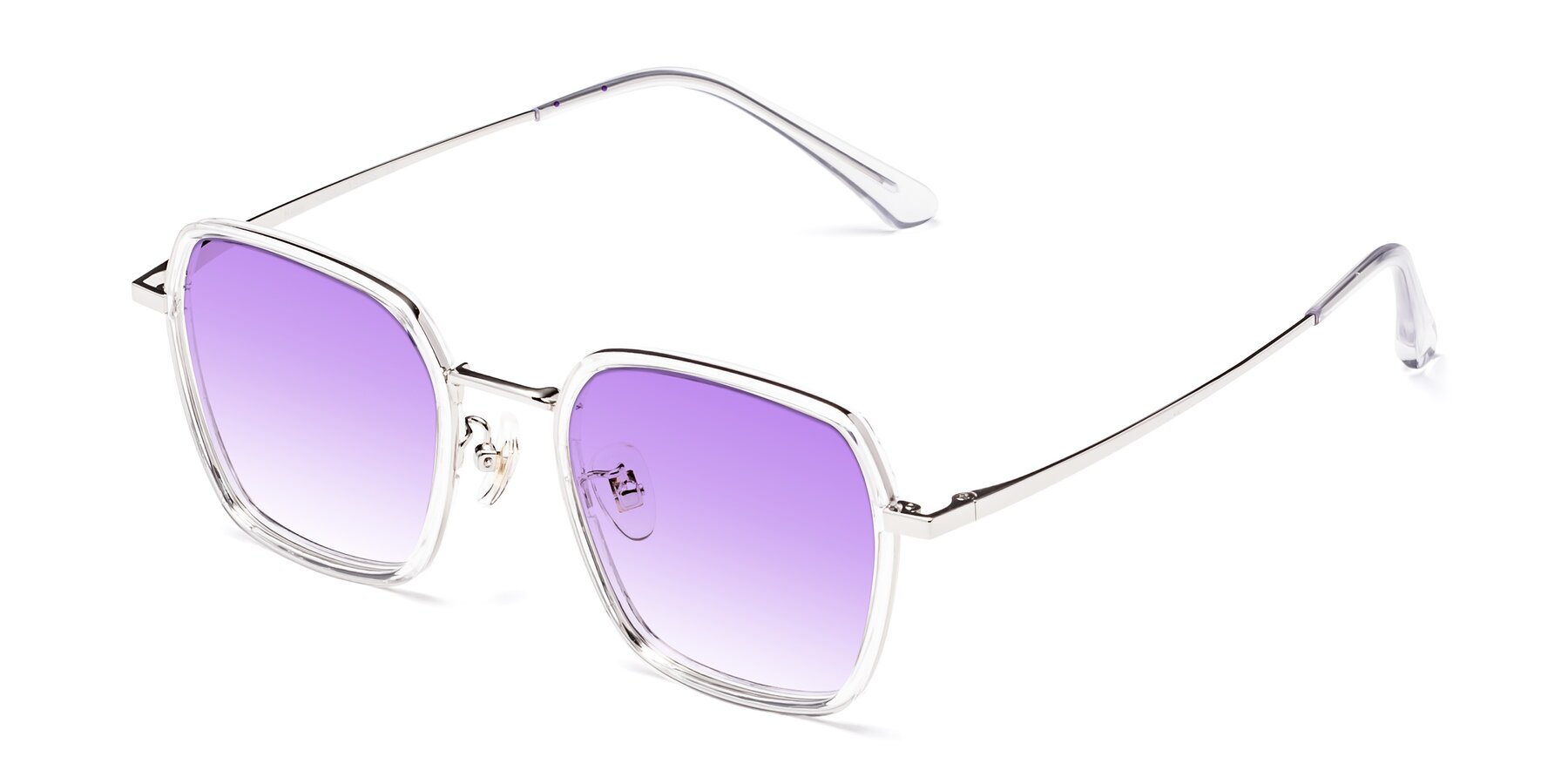 Angle of Kelly in Clear-Silver with Purple Gradient Lenses