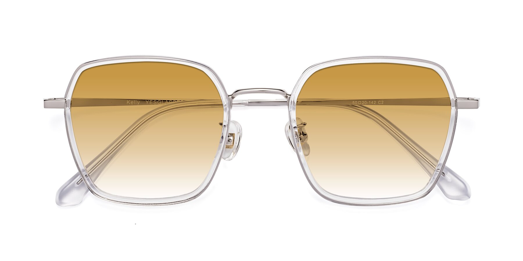 Folded Front of Kelly in Clear-Silver with Champagne Gradient Lenses