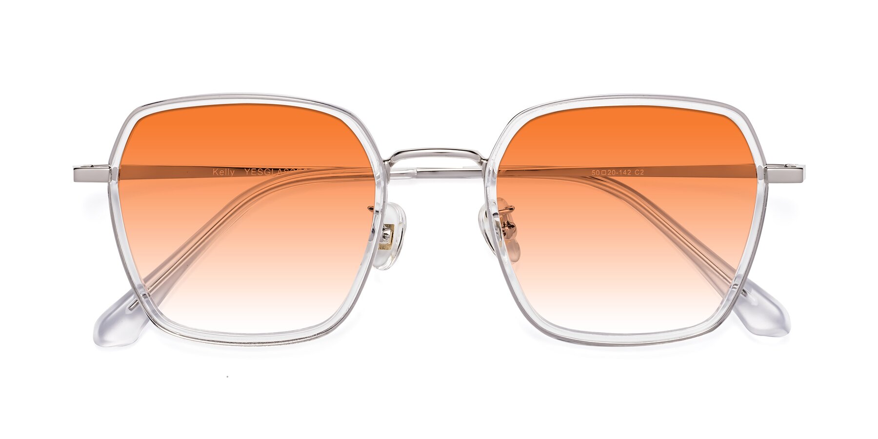 Folded Front of Kelly in Clear-Silver with Orange Gradient Lenses