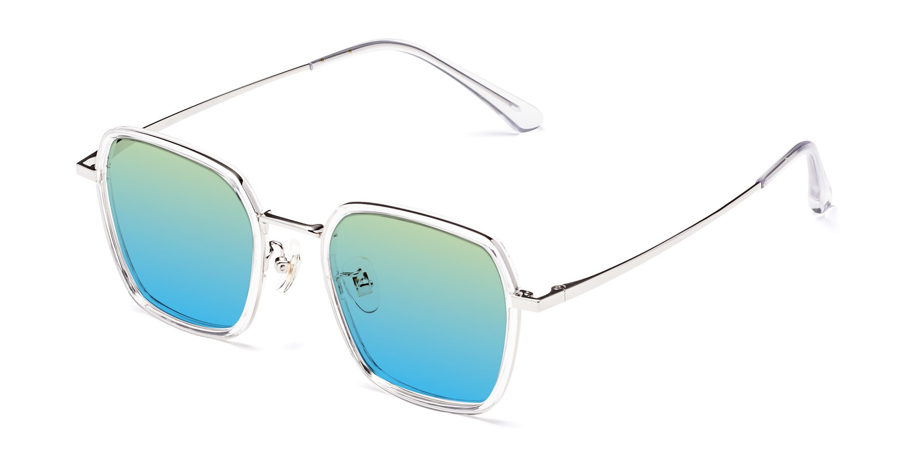 Angle of Kelly in Clear-Silver with Yellow / Blue Gradient Lenses