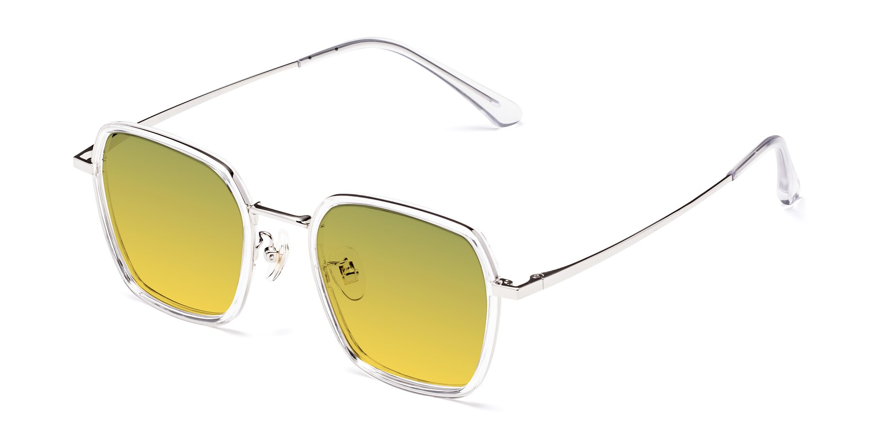 Angle of Kelly in Clear-Silver with Green / Yellow Gradient Lenses