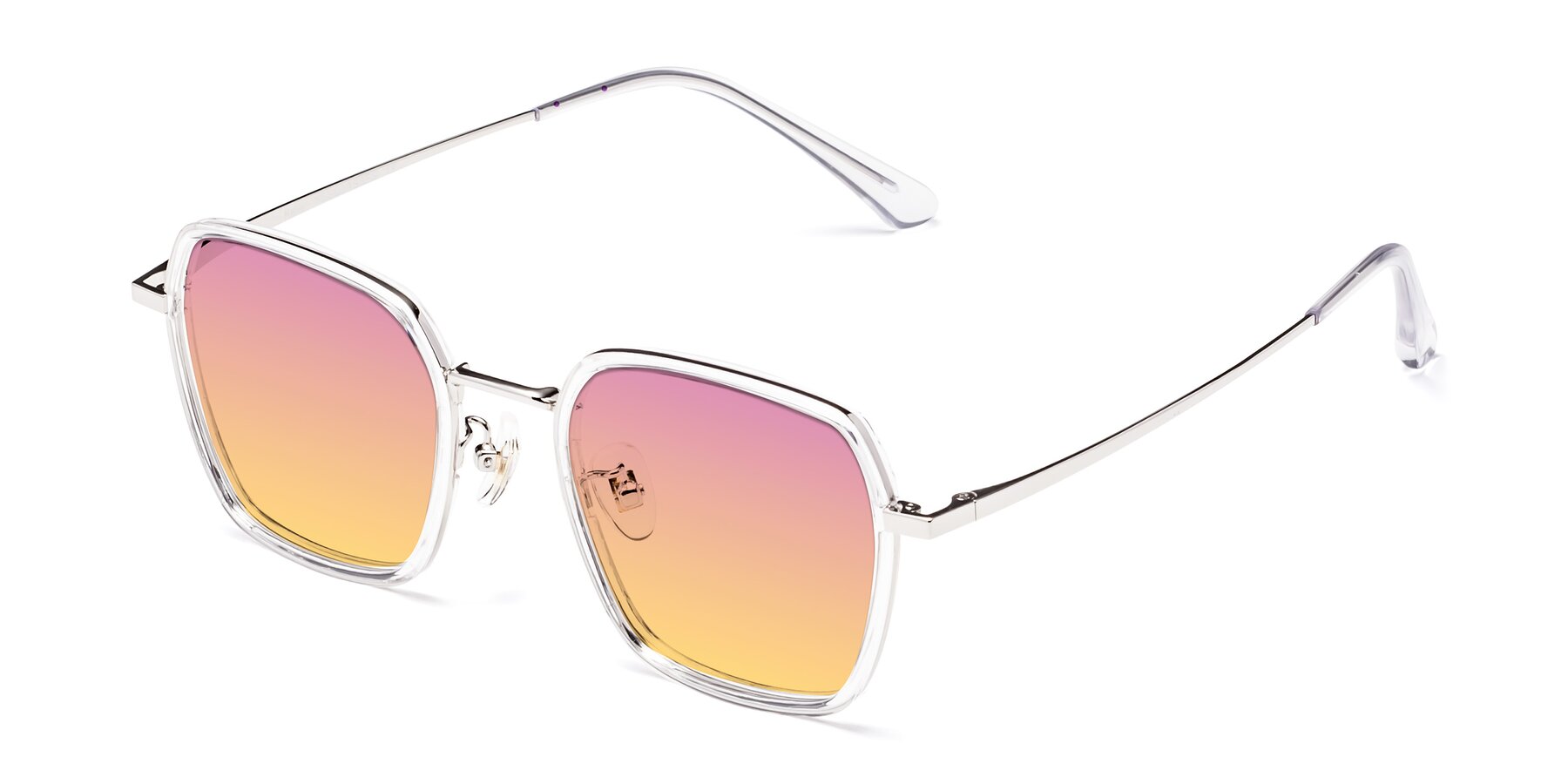 Angle of Kelly in Clear-Silver with Purple / Yellow Gradient Lenses