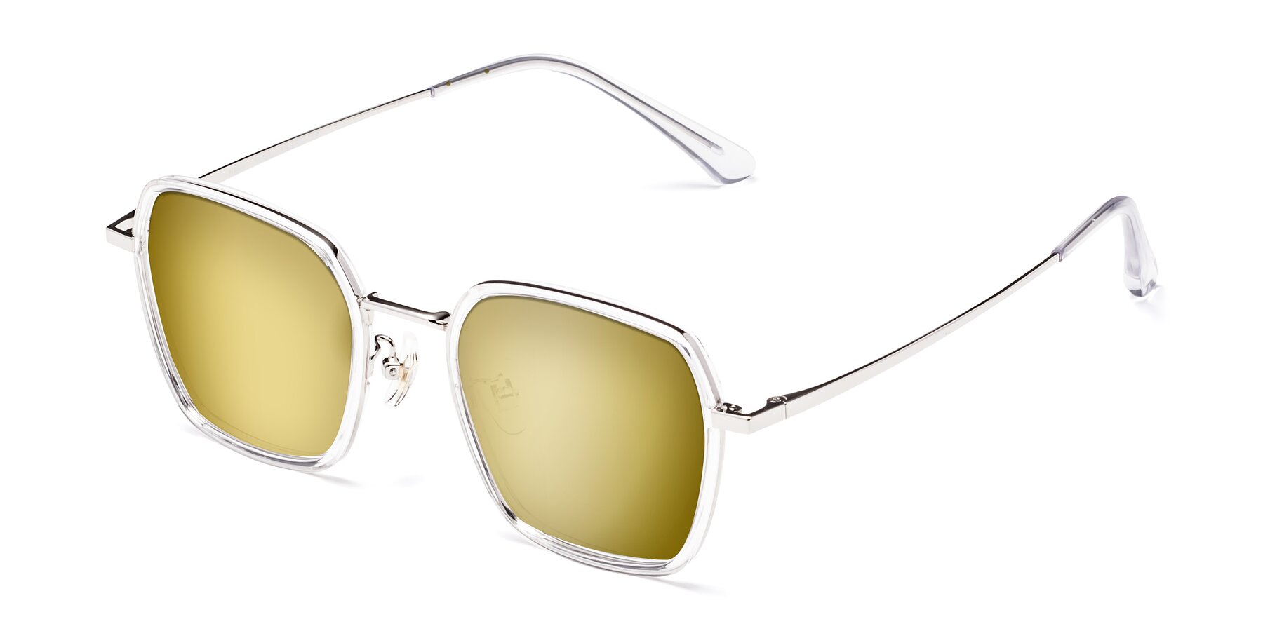 Angle of Kelly in Clear-Silver with Gold Mirrored Lenses