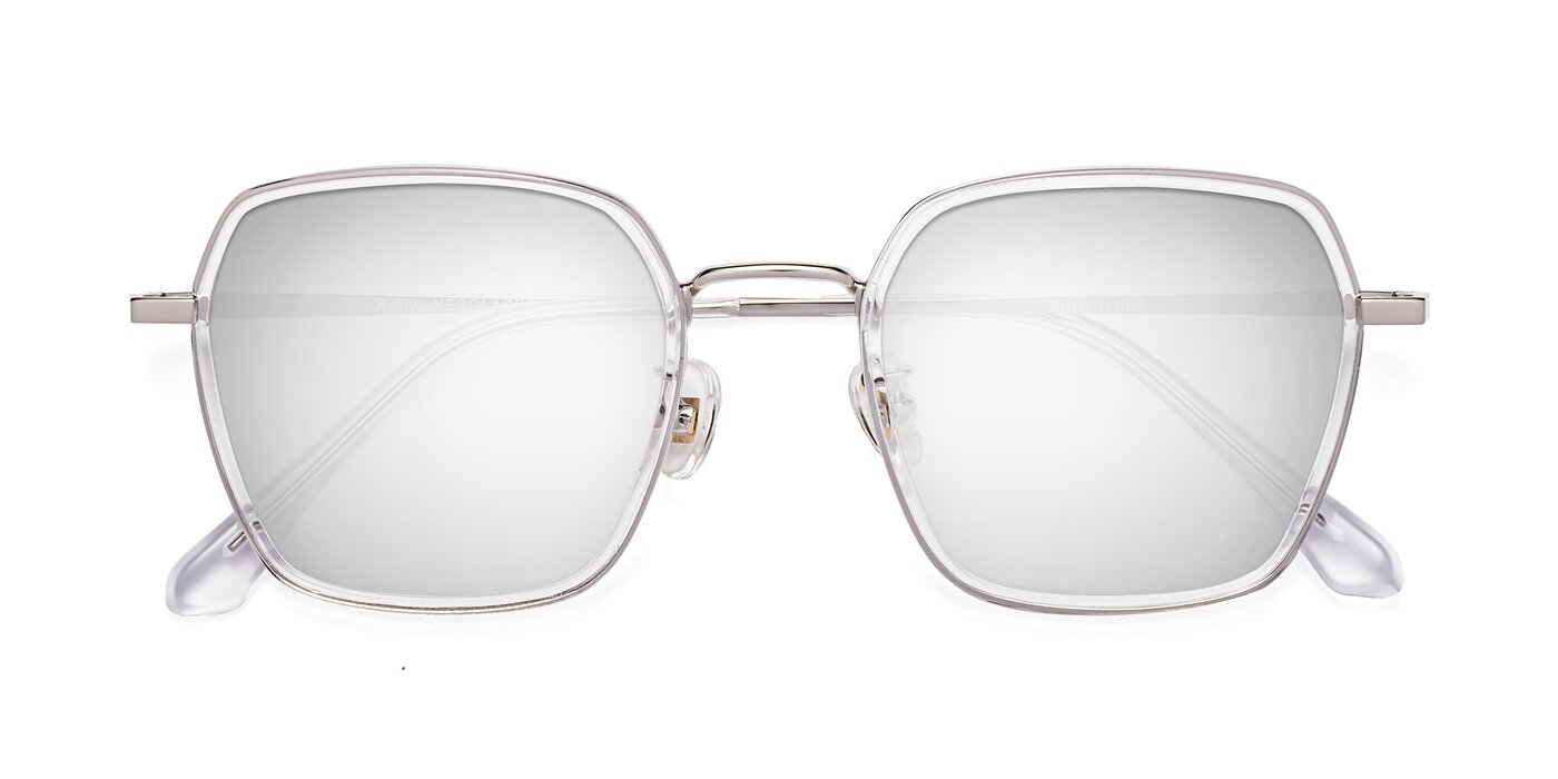 Kelly - Clear/Silver Flash Mirrored Sunglasses