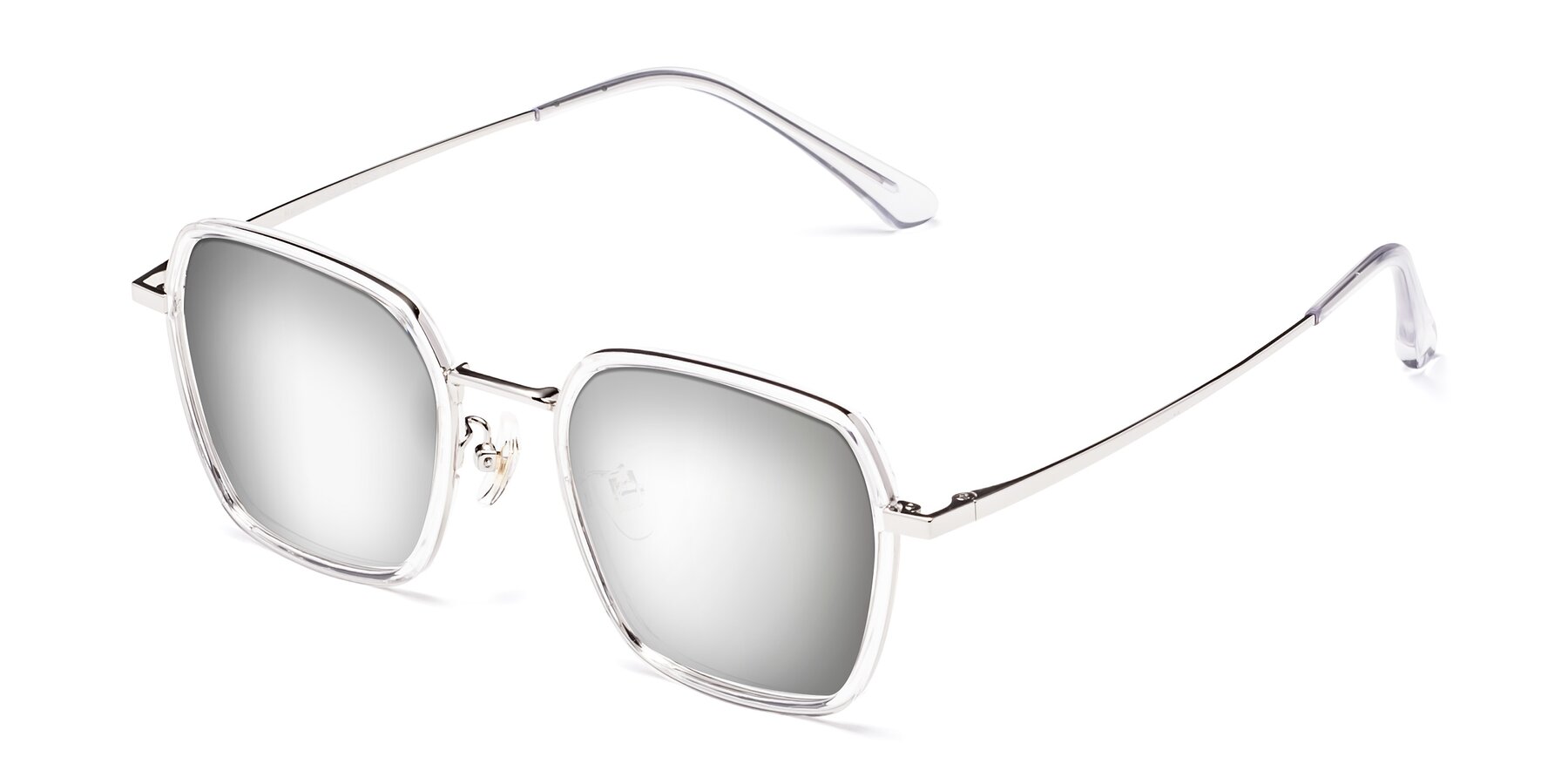 Angle of Kelly in Clear-Silver with Silver Mirrored Lenses