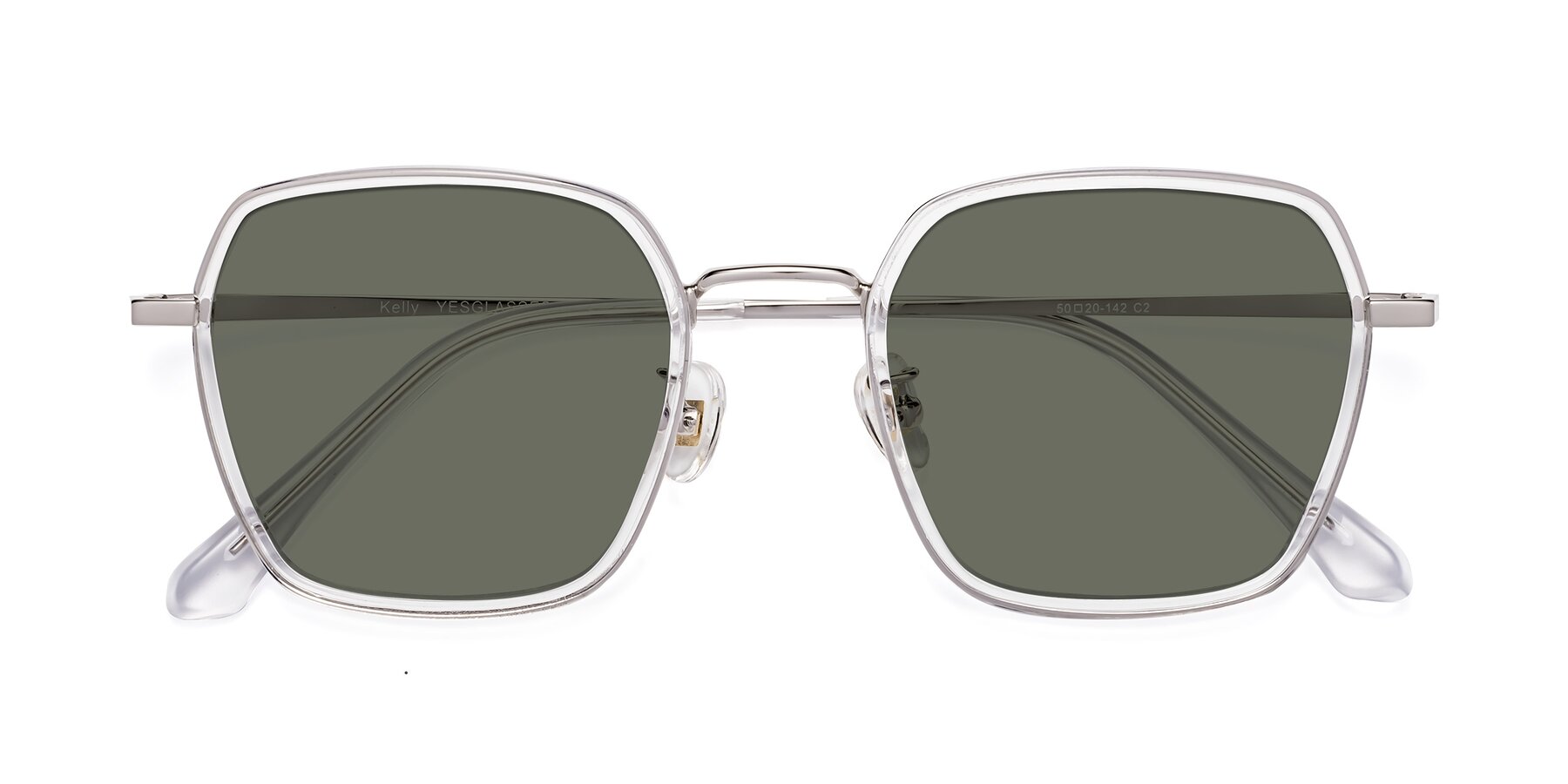 Folded Front of Kelly in Clear-Silver with Gray Polarized Lenses