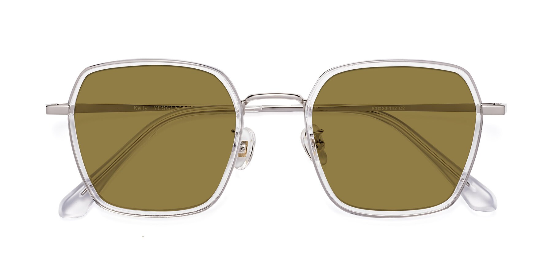 Folded Front of Kelly in Clear-Silver with Brown Polarized Lenses