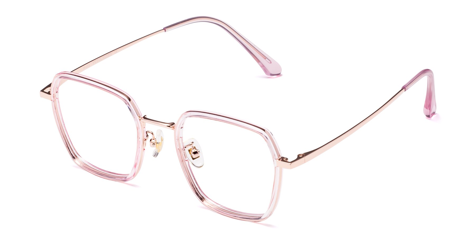 Angle of Kelly in Pink-Rose Gold with Clear Eyeglass Lenses