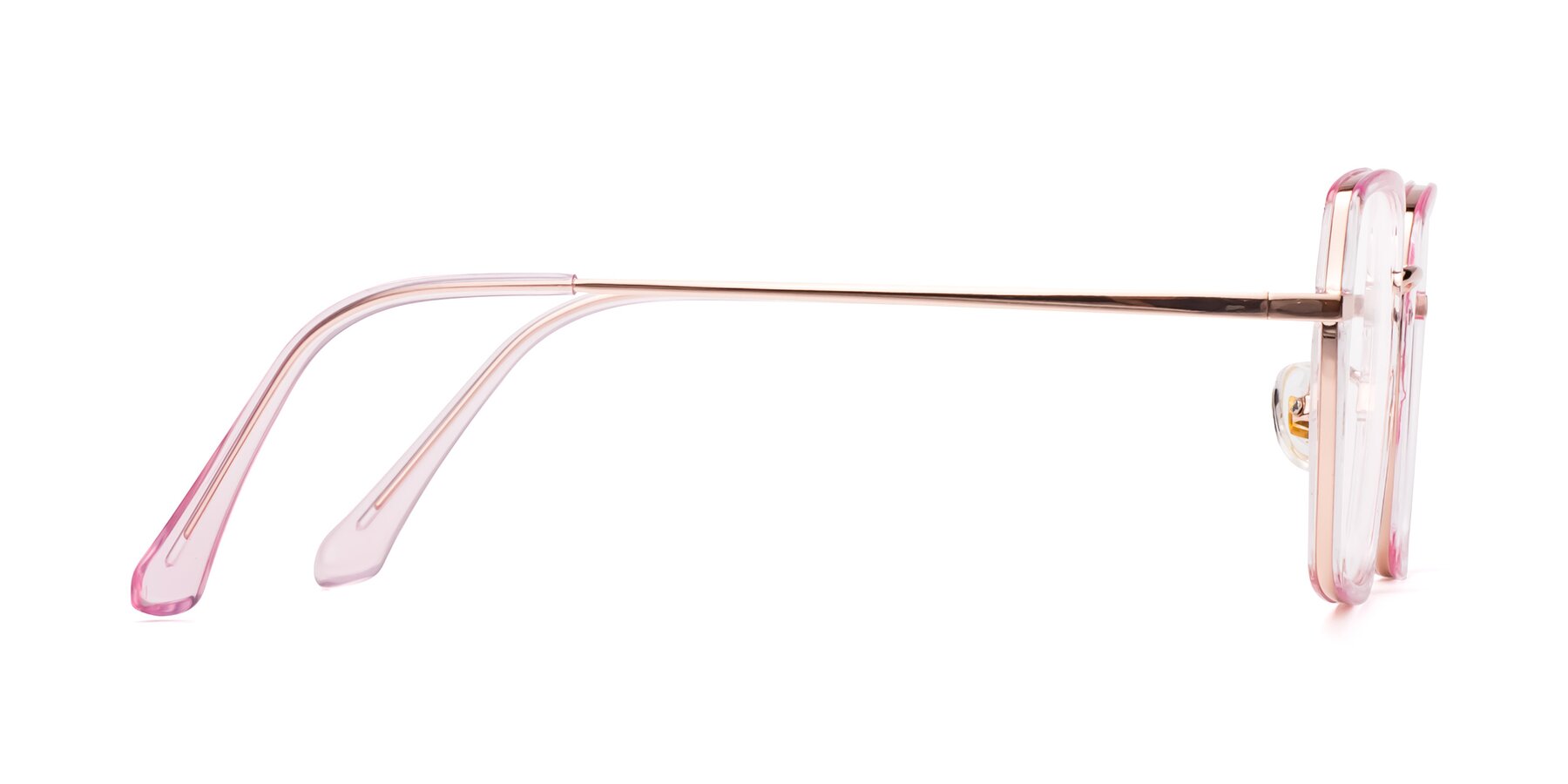 Side of Kelly in Pink-Rose Gold with Clear Reading Eyeglass Lenses