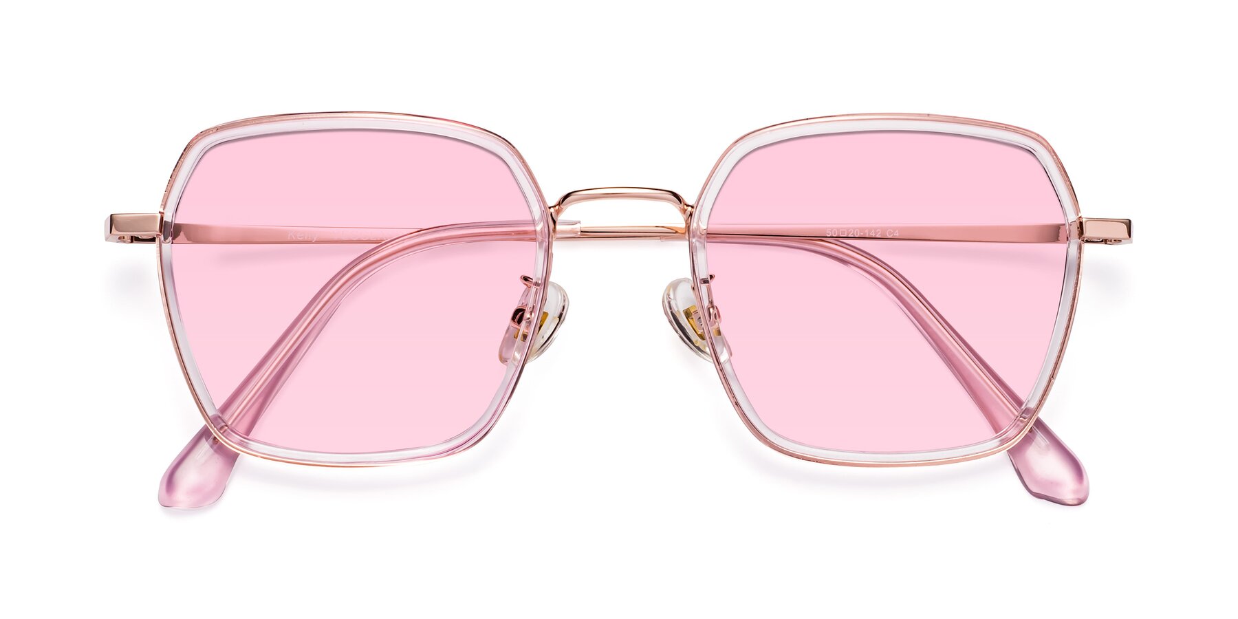 Folded Front of Kelly in Pink-Rose Gold with Light Pink Tinted Lenses