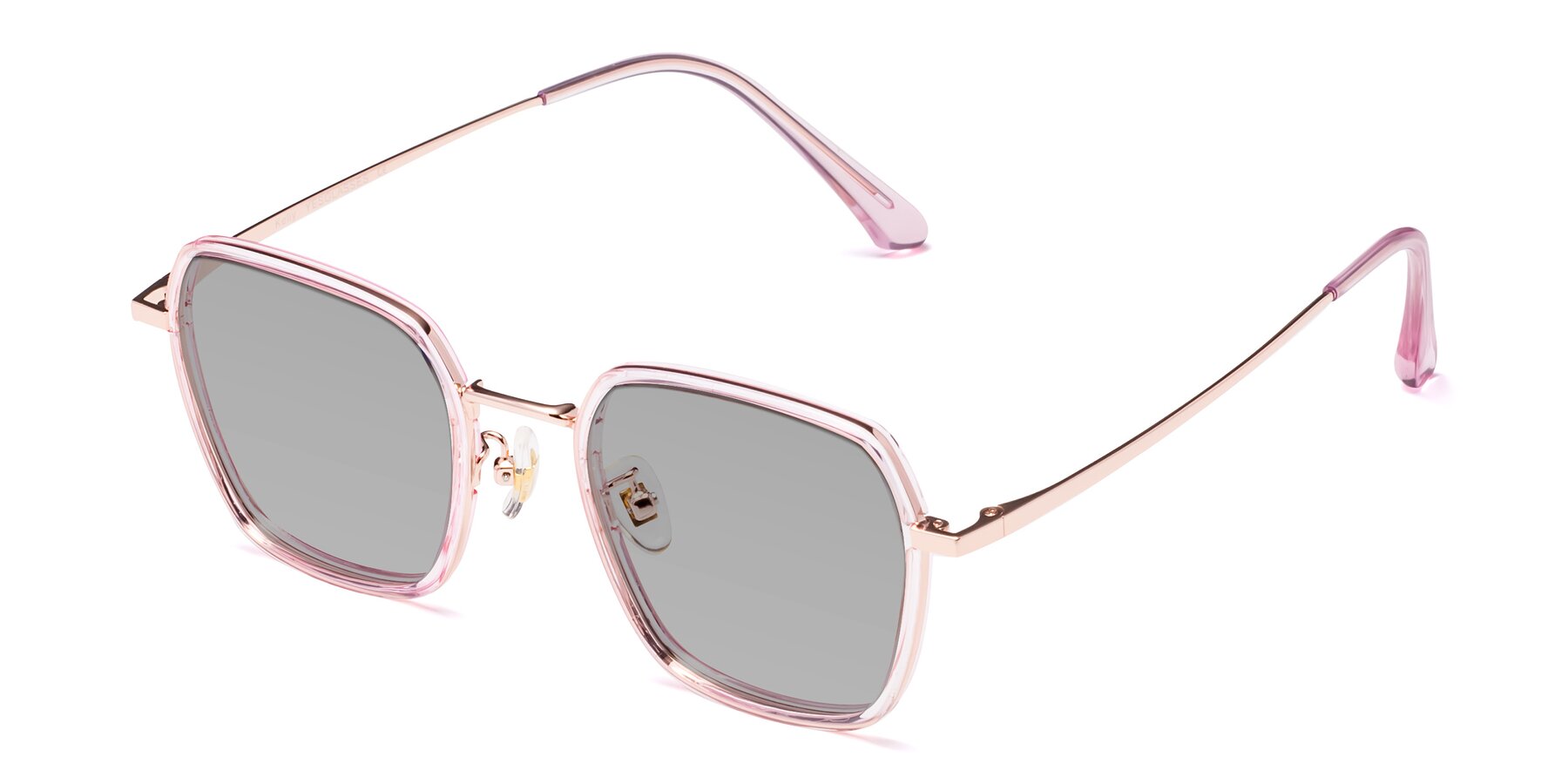 Angle of Kelly in Pink-Rose Gold with Light Gray Tinted Lenses