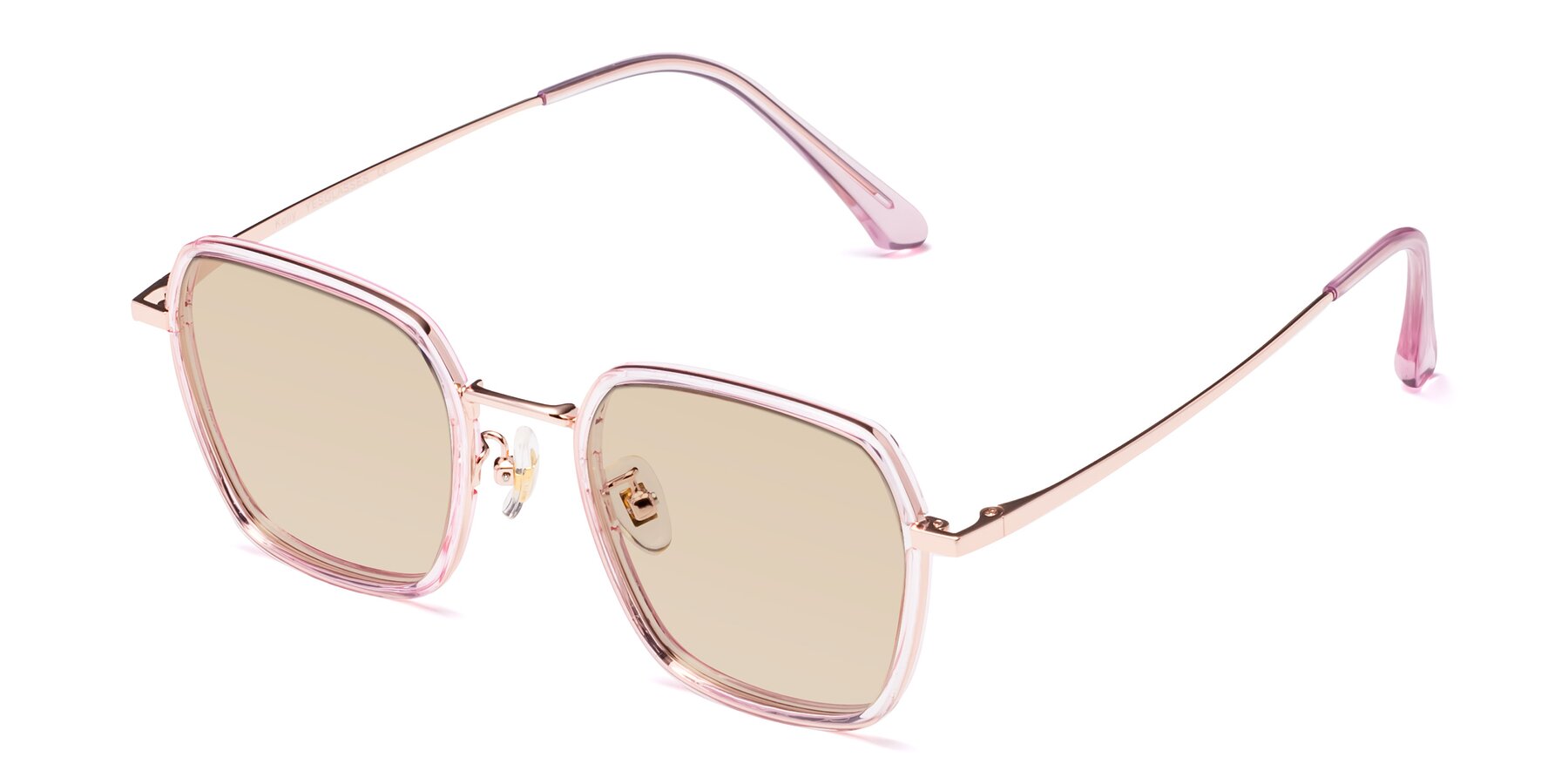 Angle of Kelly in Pink-Rose Gold with Light Brown Tinted Lenses