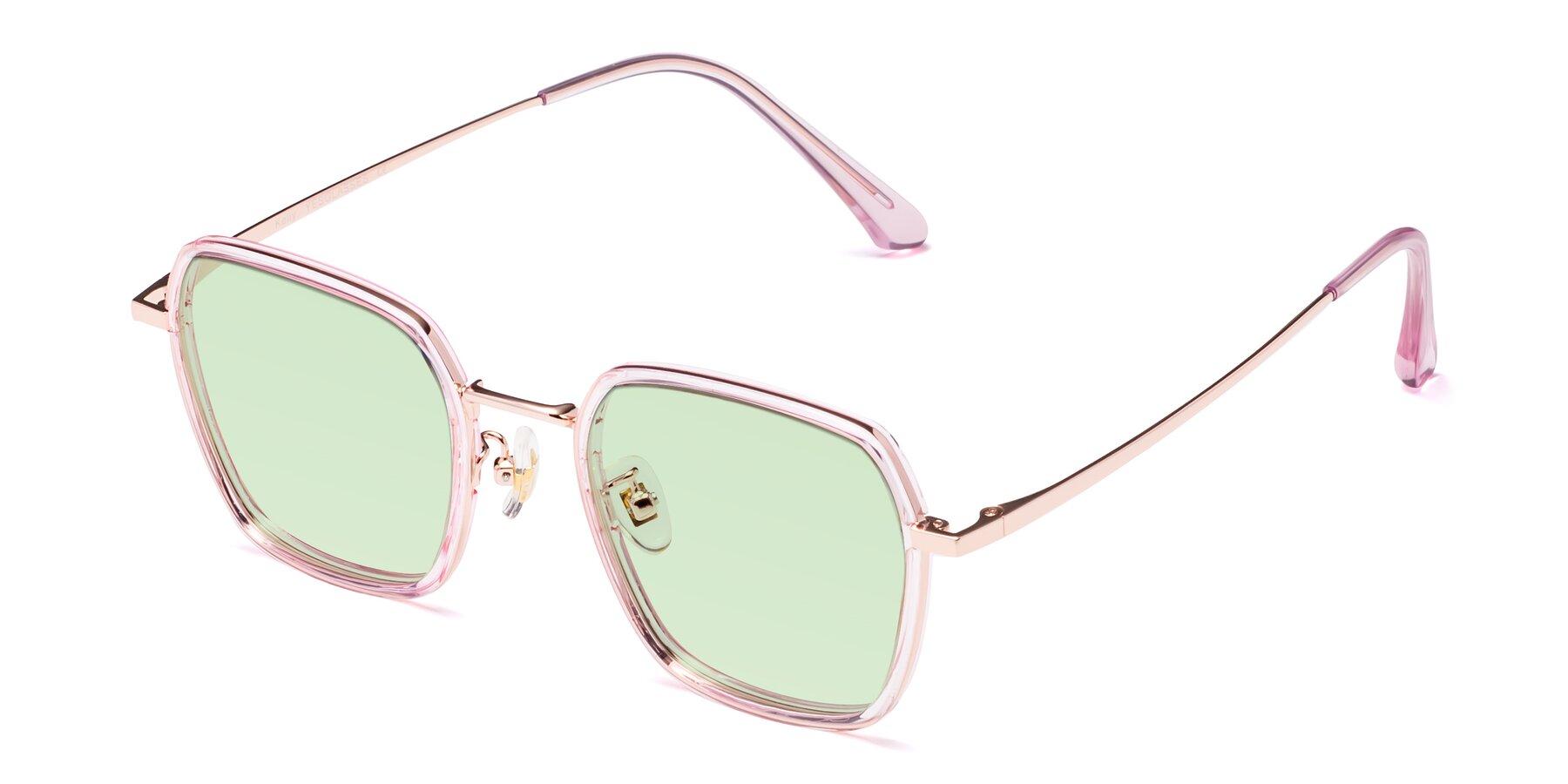 Angle of Kelly in Pink-Rose Gold with Light Green Tinted Lenses