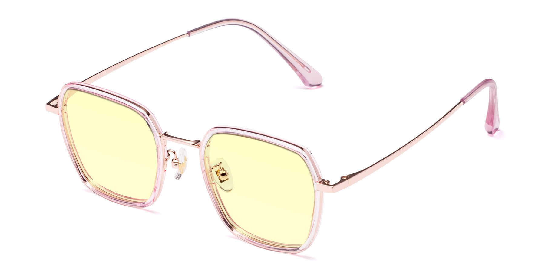 Angle of Kelly in Pink-Rose Gold with Light Yellow Tinted Lenses