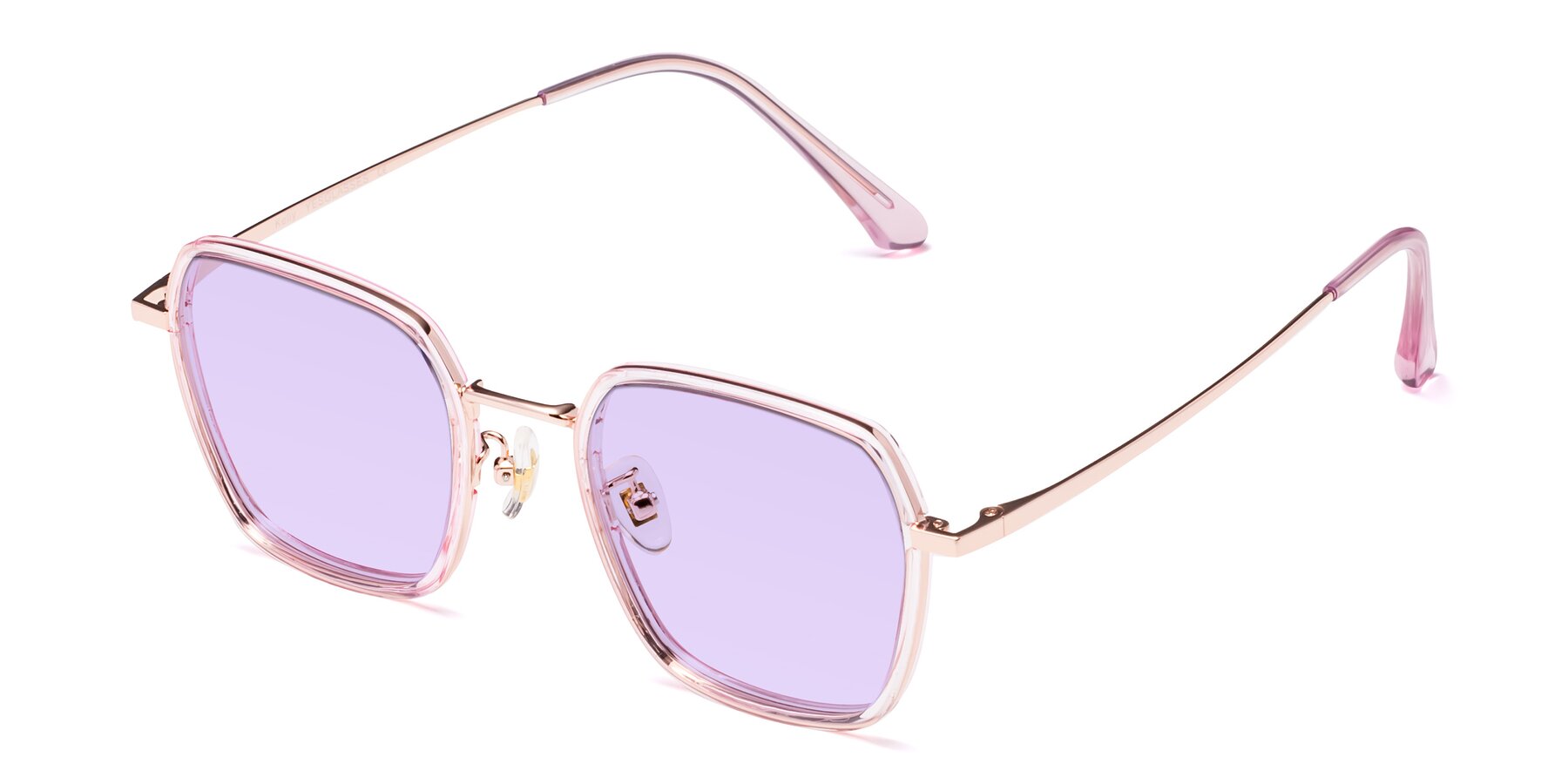 Angle of Kelly in Pink-Rose Gold with Light Purple Tinted Lenses