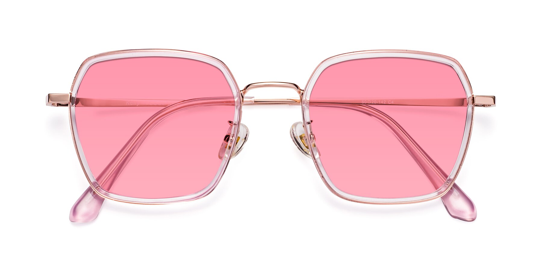 Folded Front of Kelly in Pink-Rose Gold with Pink Tinted Lenses