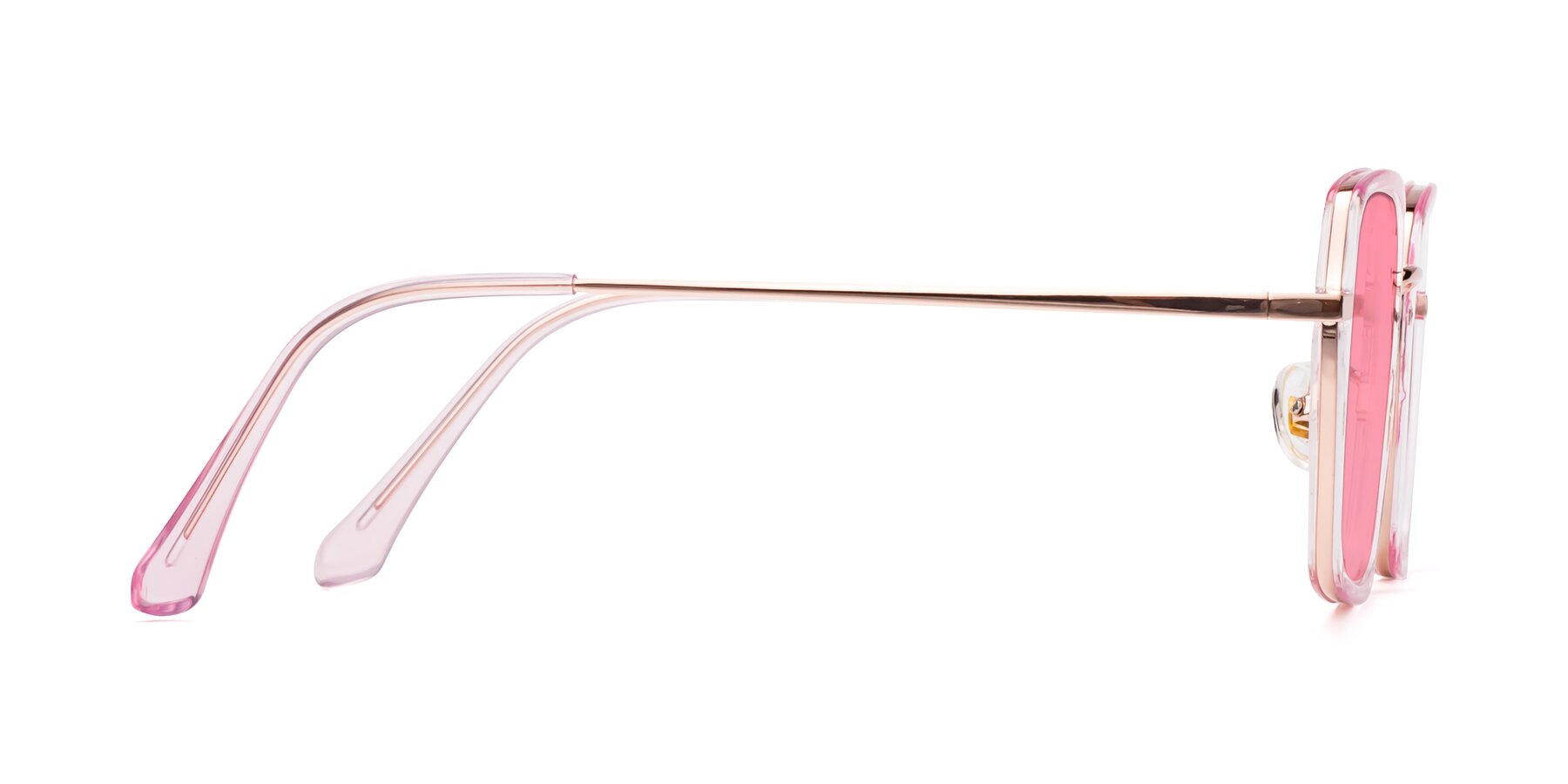 Side of Kelly in Pink-Rose Gold with Pink Tinted Lenses