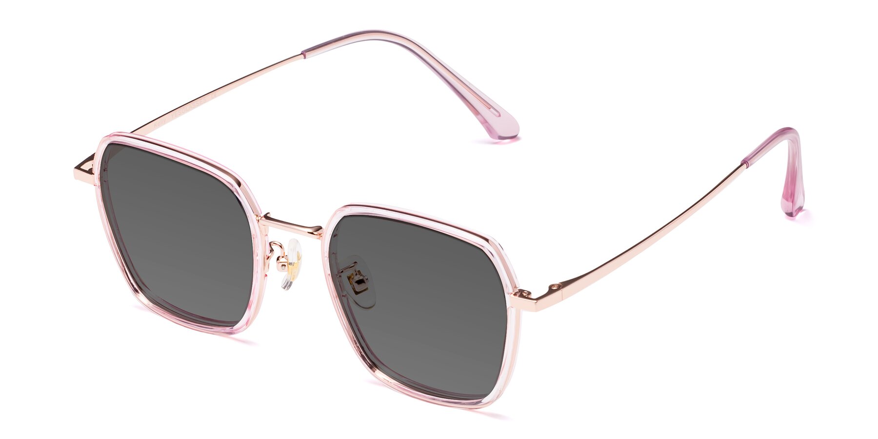 Angle of Kelly in Pink-Rose Gold with Medium Gray Tinted Lenses