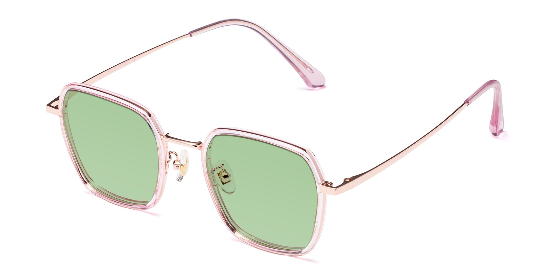 Angle of Kelly in Pink-Rose Gold with Medium Green Tinted Lenses