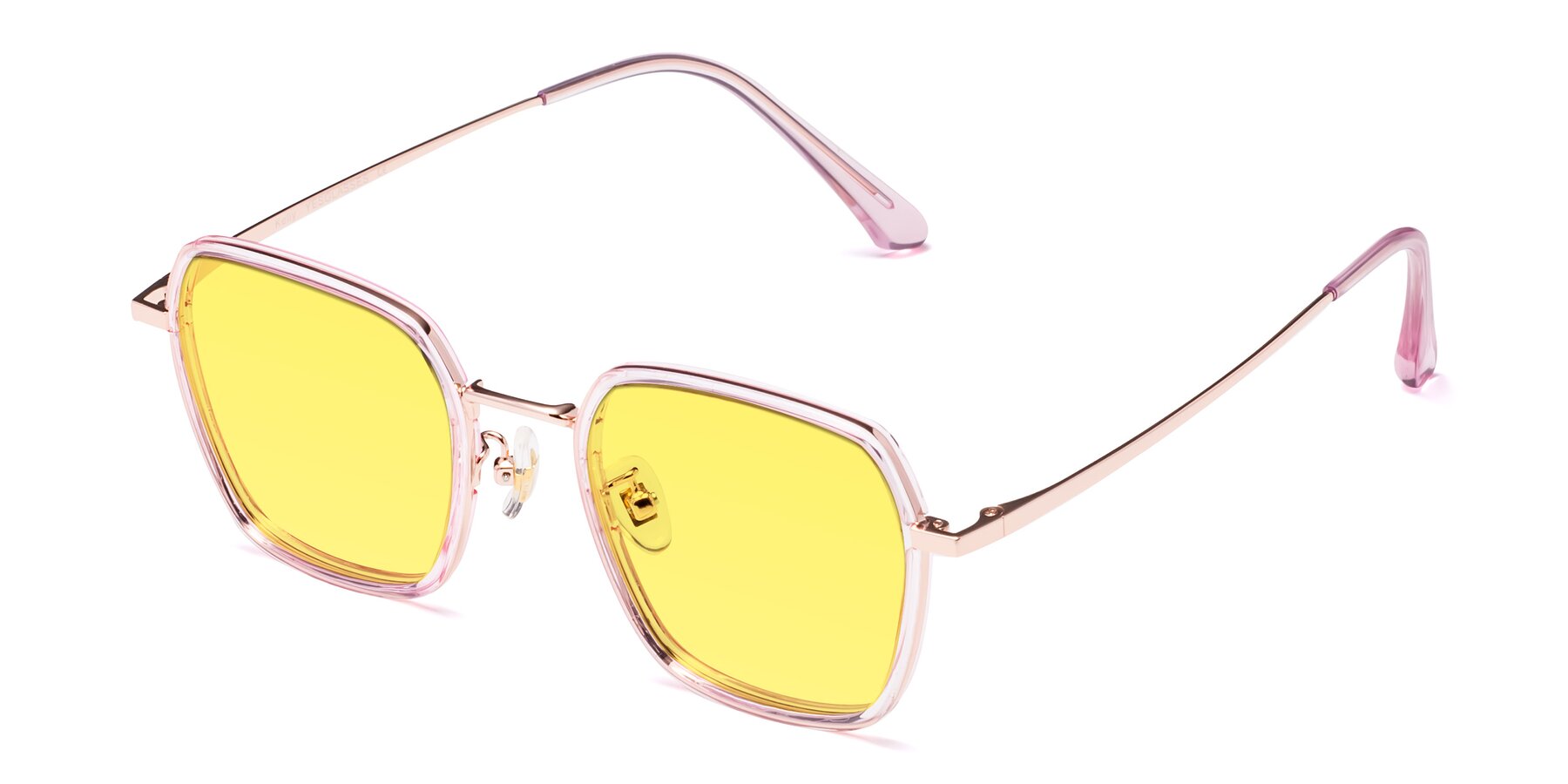 Angle of Kelly in Pink-Rose Gold with Medium Yellow Tinted Lenses