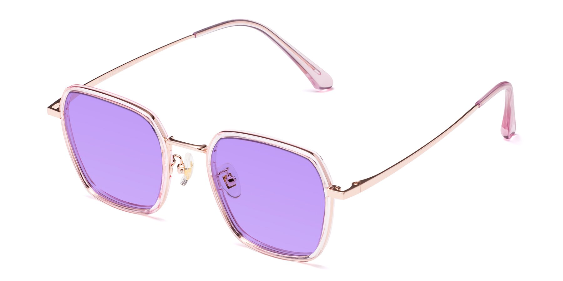 Angle of Kelly in Pink-Rose Gold with Medium Purple Tinted Lenses