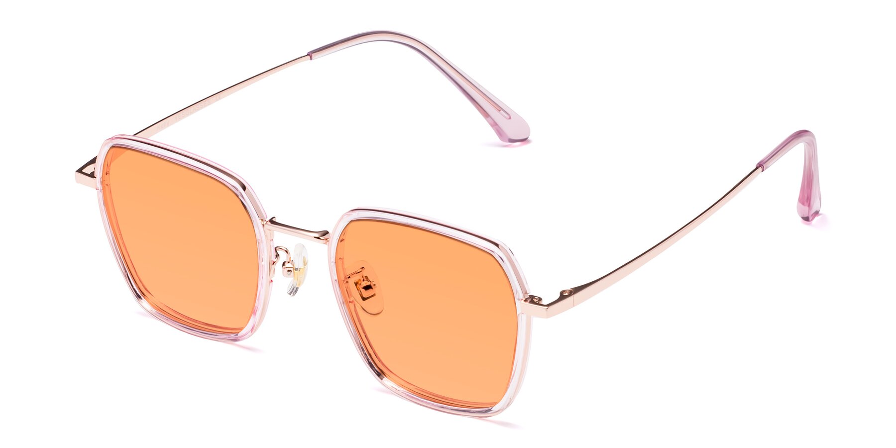 Angle of Kelly in Pink-Rose Gold with Medium Orange Tinted Lenses