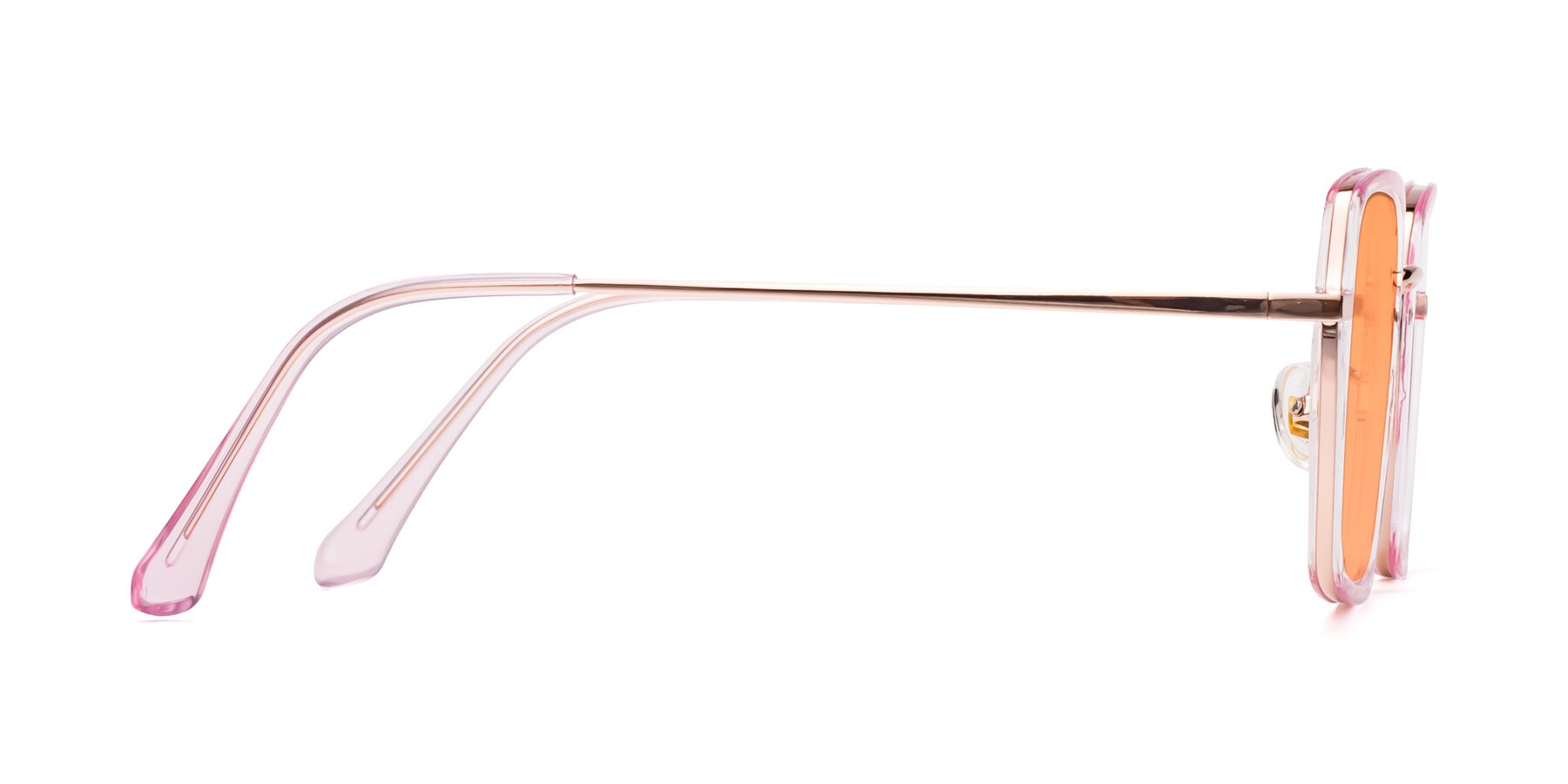 Side of Kelly in Pink-Rose Gold with Medium Orange Tinted Lenses